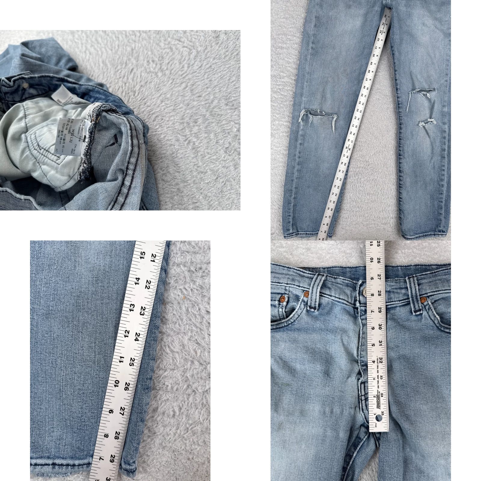 Levi's VINTAGE Levis Jeans Men 32 Blue Distressed 511 Cotton Premium 30x30 Denim Straight Slimming 5-Pocket Design 30 in Inseam Medium Wash Jeans Mens Size US 32 / EU 48 - 8 Thumbnail