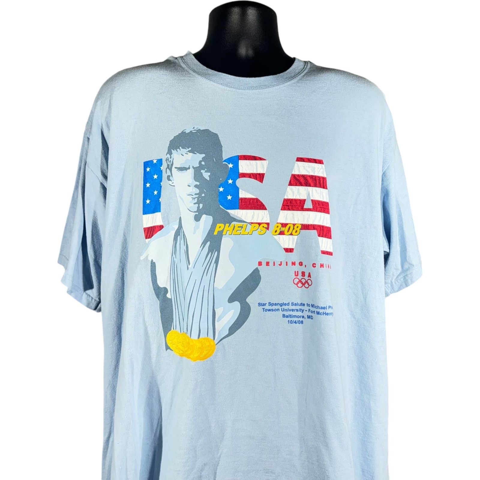 USA Olympics Vintage USA Olympics Michael Phelps Gold "8 in 08" Tee Size US XL / EU 56 / 4 - 2 Thumbnail