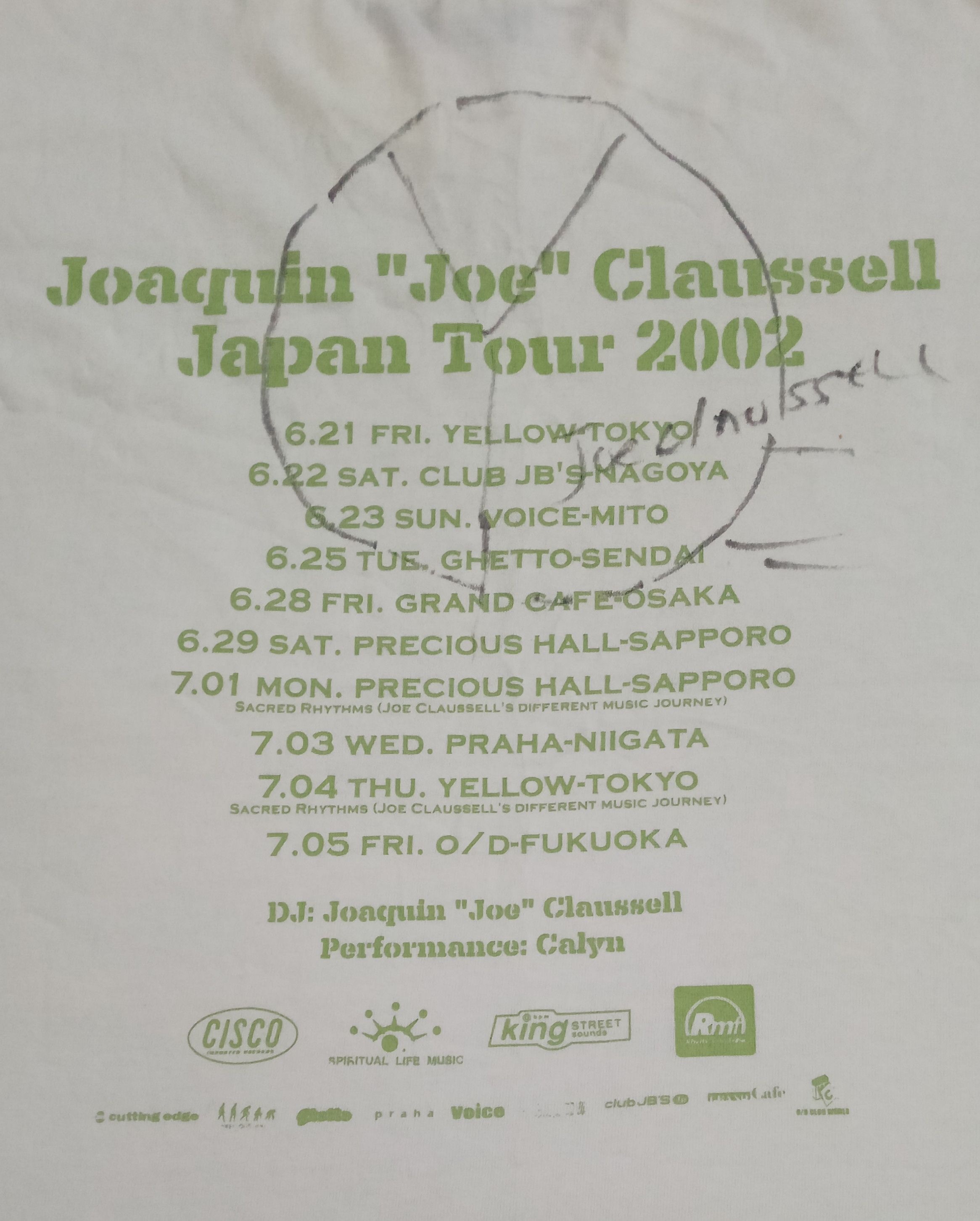 Anvil × Band Tees Joaquin Joe Claussell Japan Tour 2002 (with autograph) Size US L / EU 52-54 / 3 - 1 Thumbnail