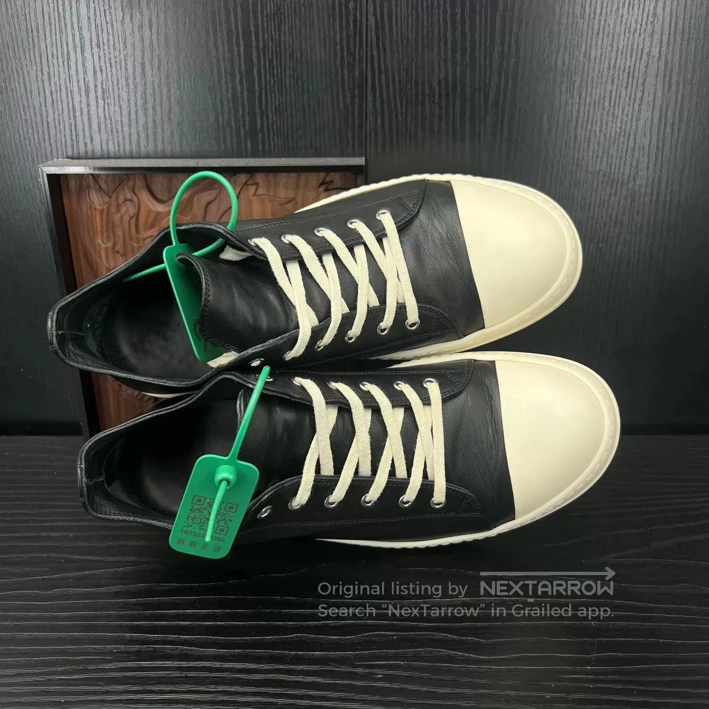 Rick Owens Black Leather High-Top Sneakers Size 10.5. Size US 10.5 / EU 43-44 - 5 Thumbnail