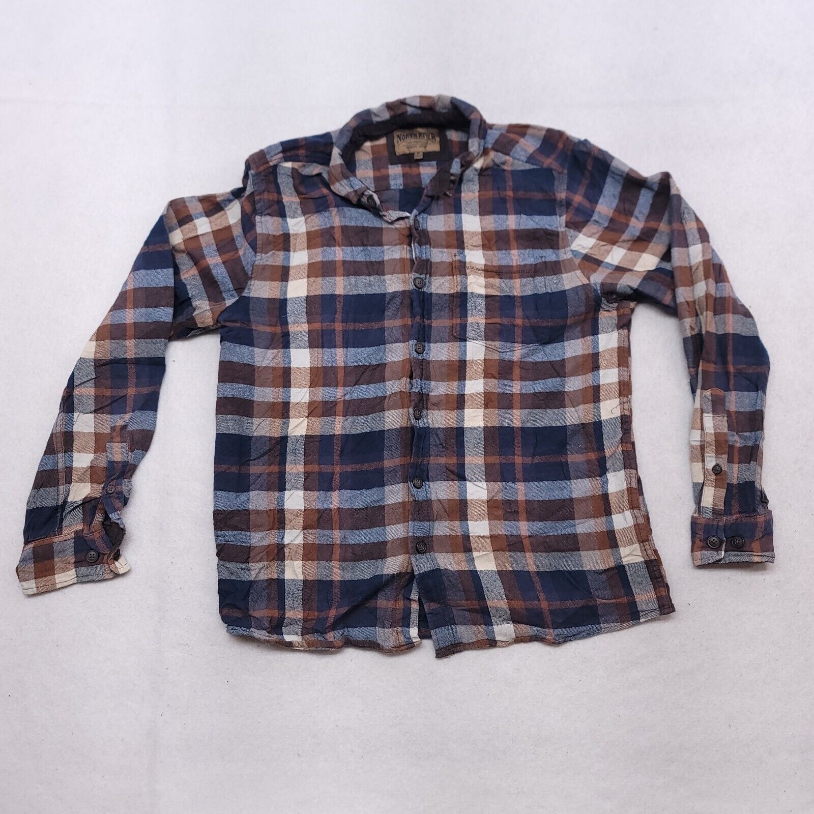North River Outfitters North River Madras Flannel Shirt Mens Size Medium M Blue Size US M / EU 48-50 / 2 - 2 Thumbnail
