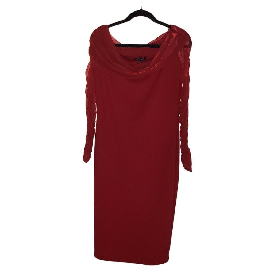 Other Fashion Nova Red Sheer Long Sleeve Bodycon Dress Size XL Size XL / US 12-14 / IT 48-50 - 1 Thumbnail