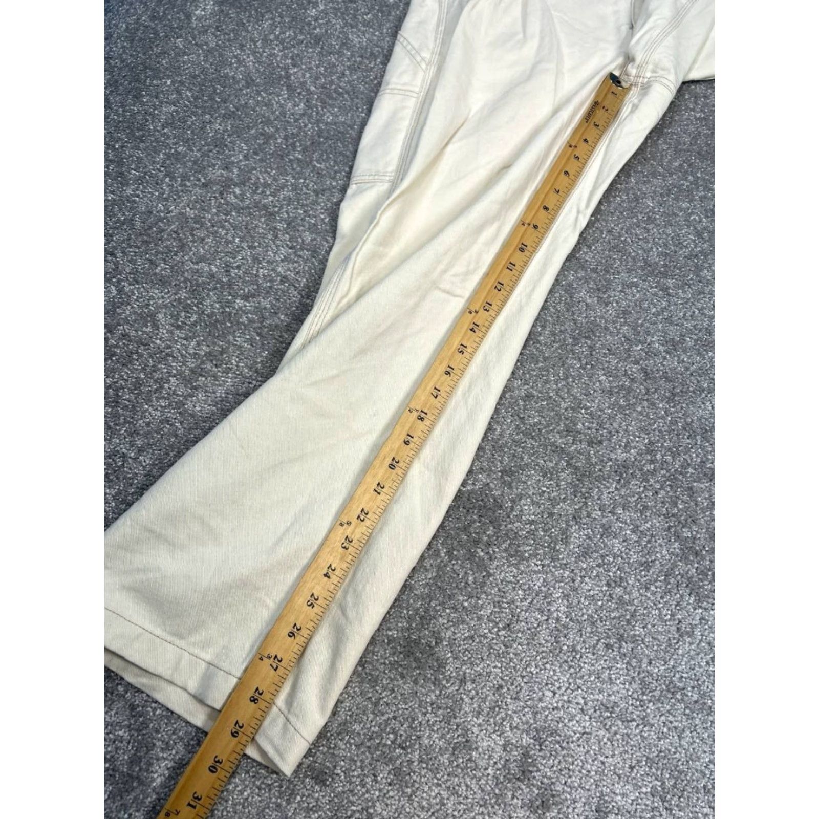 TNA Tna Carpenter Pants Womens 10 Beige Canvas Logo Cotton High Rise Straight Leg Size 32" / US 10 / IT 46 - 4 Thumbnail