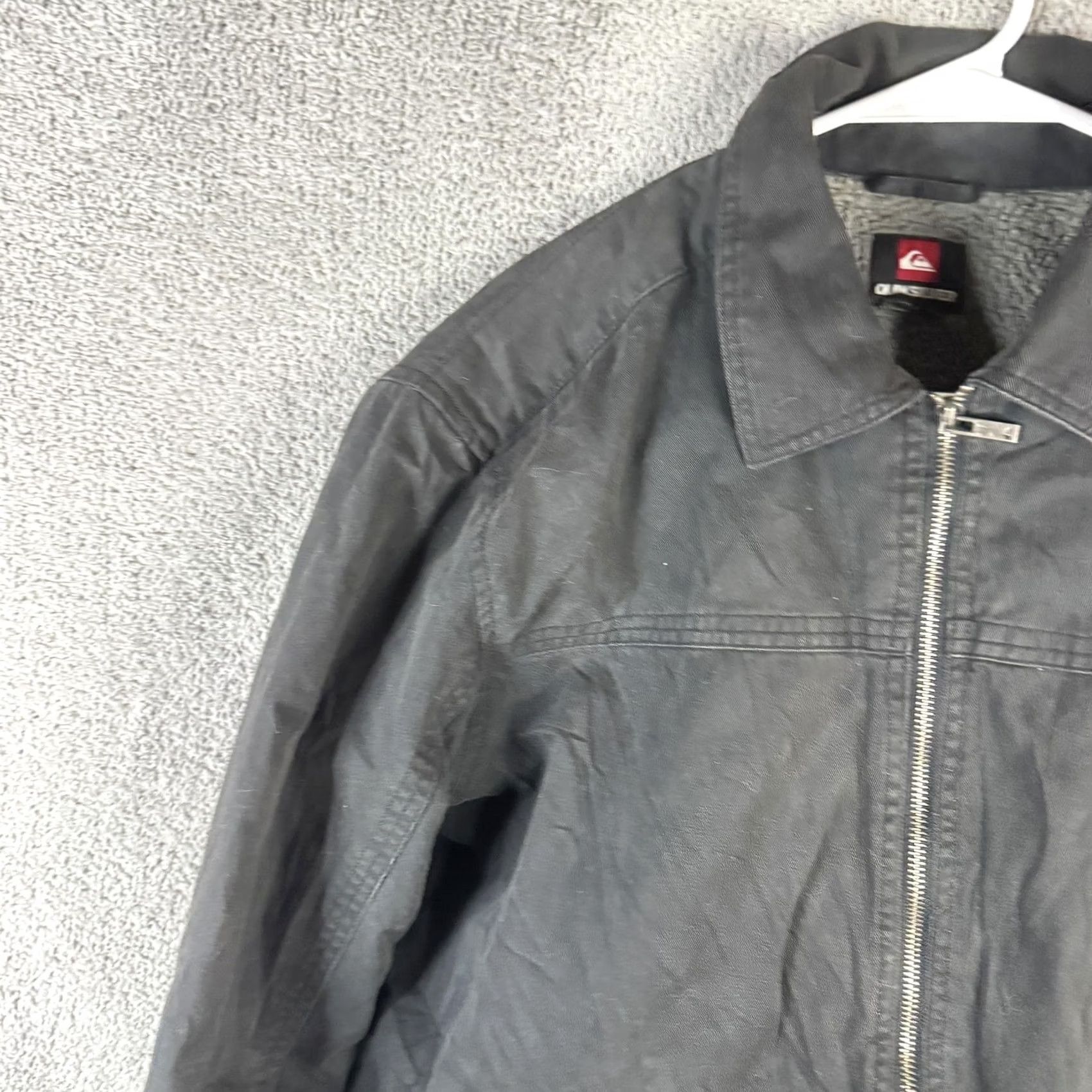 Quiksilver Quiksilver Jacket Mens L Gray Canvas Sherpa Lined Full Zip Bomber Warm H106787 Size US L / EU 52-54 / 3 - 5 Thumbnail