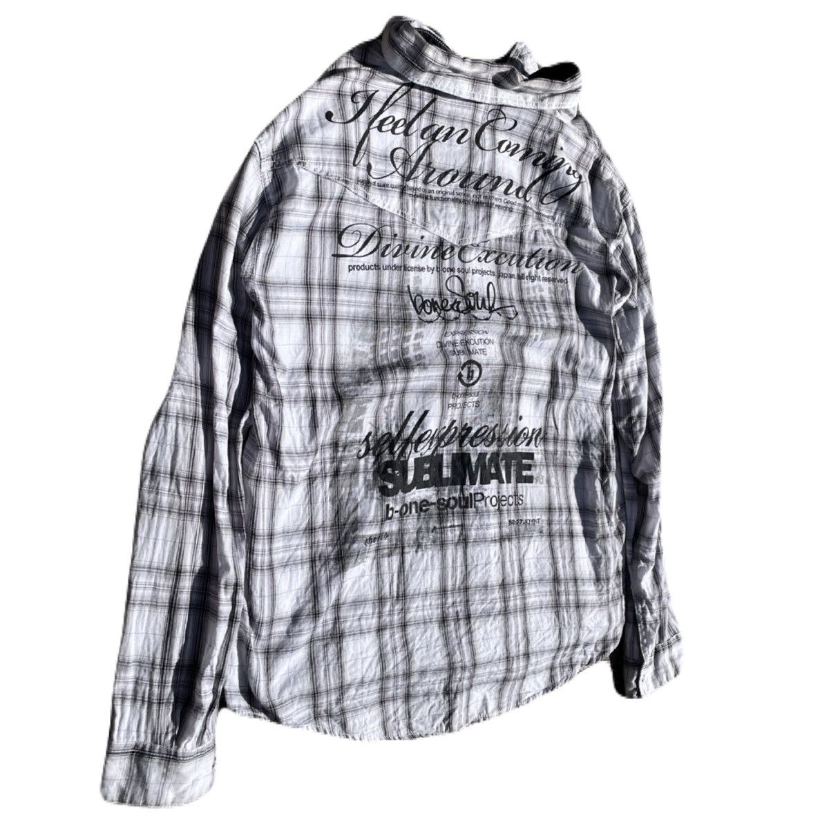 If Six Was Nine 2000s Japanese archive Vkei Poem Plaid Shirts Gyaruo Y2K Size US M / EU 48-50 / 2 - 3 Thumbnail