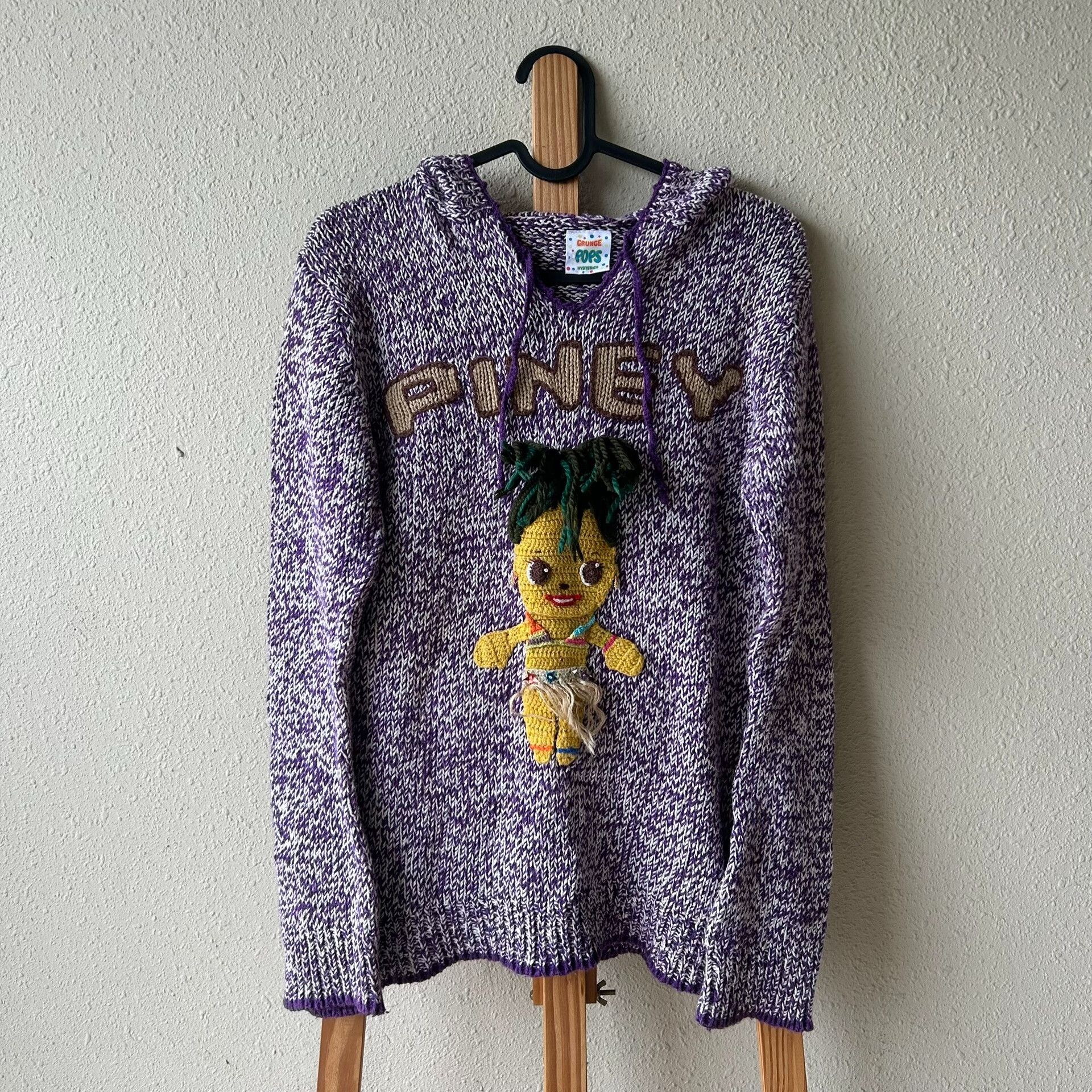 Hysteric Glamour vintage purple knitted hoodie with doll design Size ONE SIZE - 1 Thumbnail