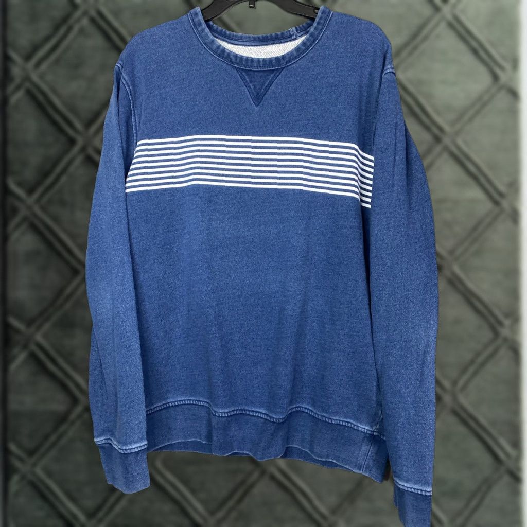 Gap Gap Sweatshirt Mens Crewneck L Blue Striped French Terry Preppy Pullover Fall Winter Vintage No Size US L / EU 52-54 / 3 - 1 Thumbnail
