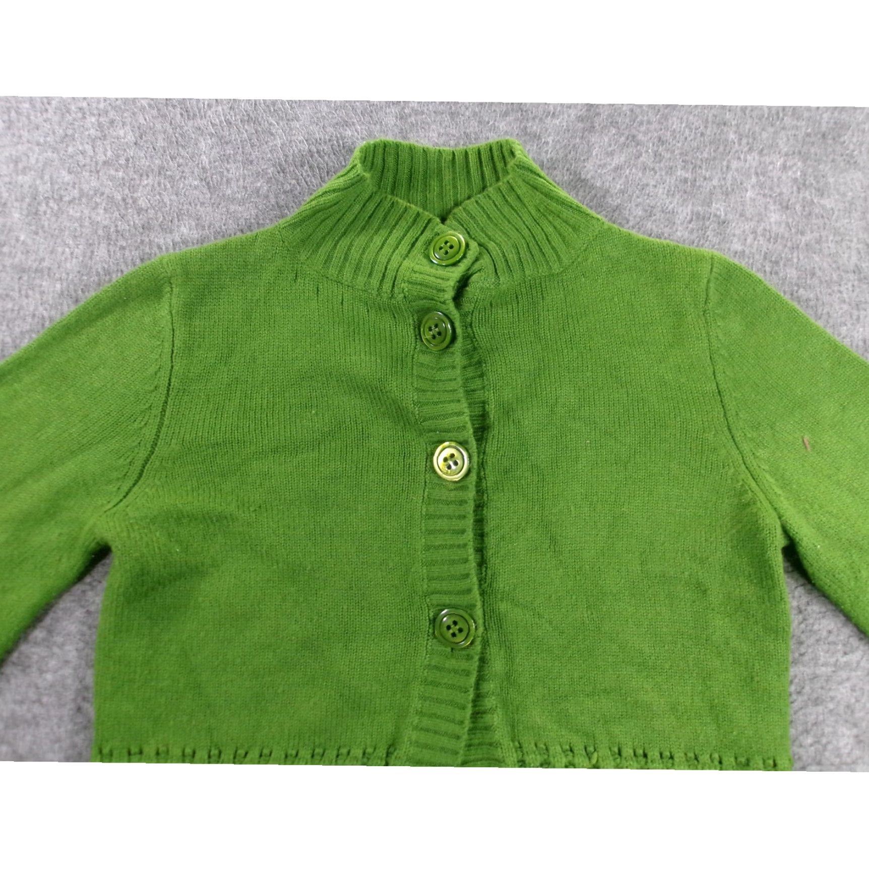 Vintage Sharagano Cardigan Womens Petite Medium Green Knit Capsule Ribbed Textured Cozy Size M / US 6-8 / IT 42-44 - 2 Thumbnail
