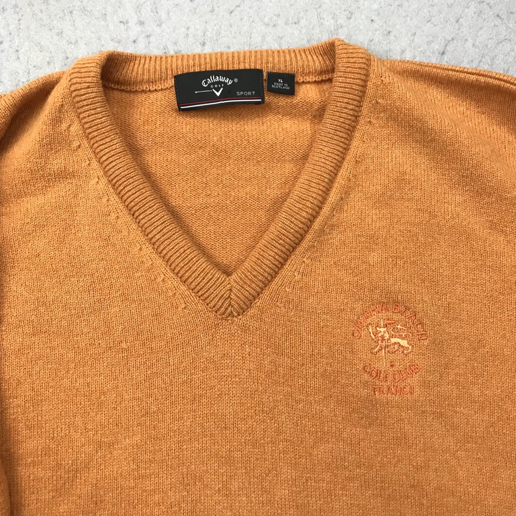Callaway VINTAGE Callaway Sweater Mens XL Lambswool Omaha Beach Golf Club France Knit Pullover 90s Orange Wool Embroidered Shirt Mens XL Size US XL / EU 56 / 4 - 2 Thumbnail