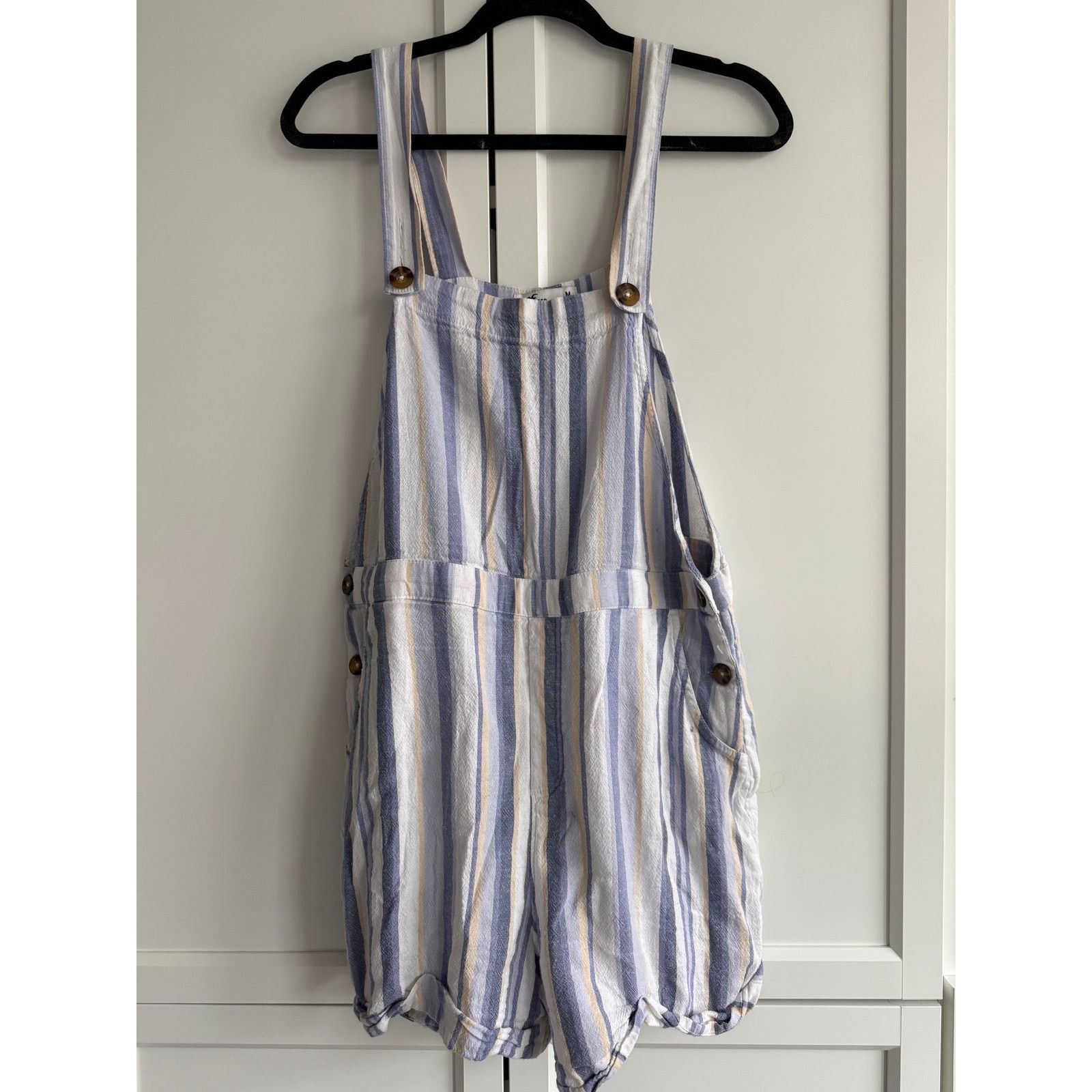 Hollister Hollister Blue White Striped Short Overalls Women M- B008 Size 28" / US 6 / IT 42 - 2 Thumbnail