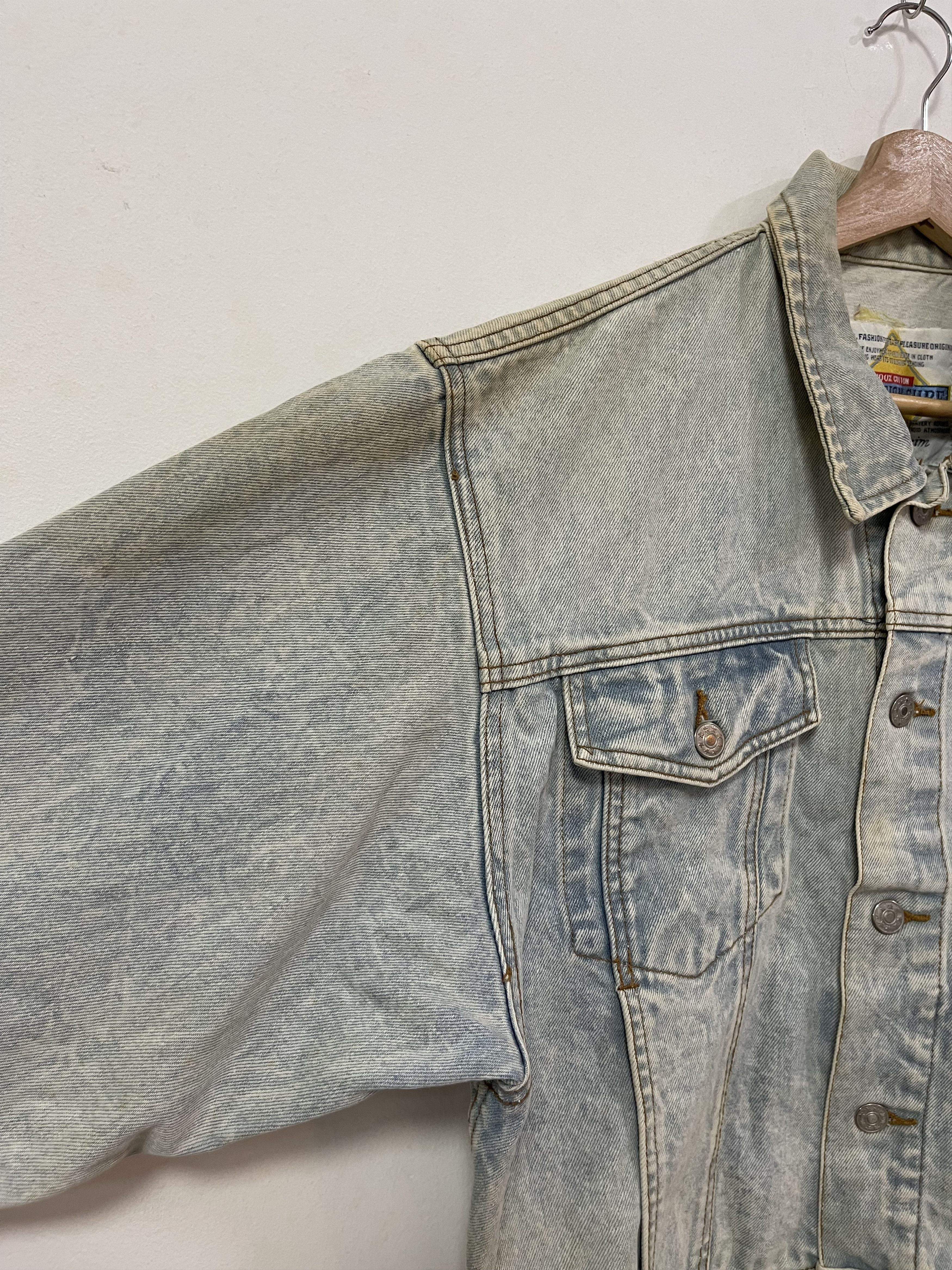 Japanese Brand Distressed Japan Design Super Wash Denim Jacket Size US S / EU 44-46 / 1 - 5 Thumbnail