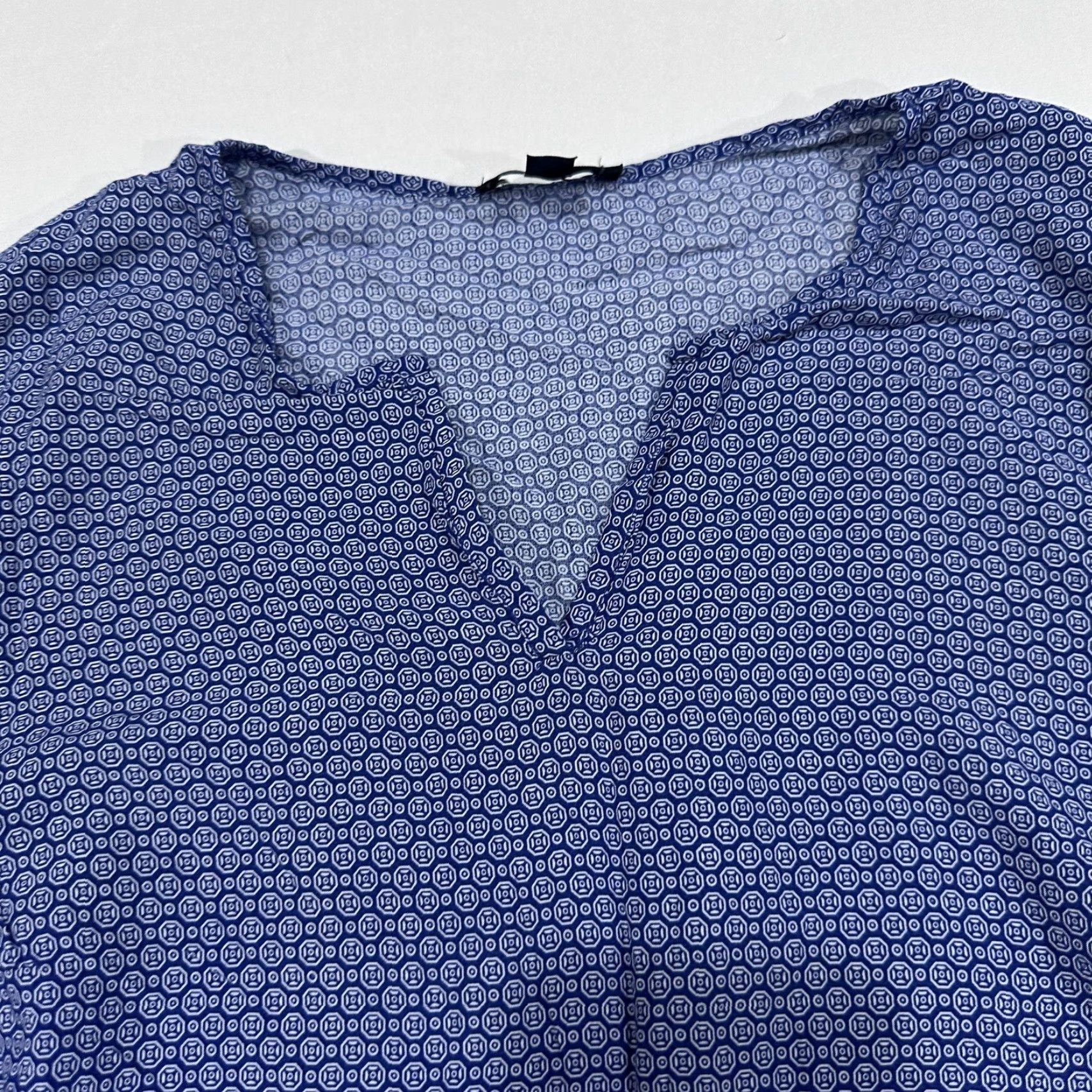 Willi Smith Willi Smith Blouse Womens L Blue Tunic 3/4 Sleeve V Neck Boho Hippie Prairie Geometric Lightweight Relaxed Vintage No Size L / US 10 / IT 46 - 2 Thumbnail