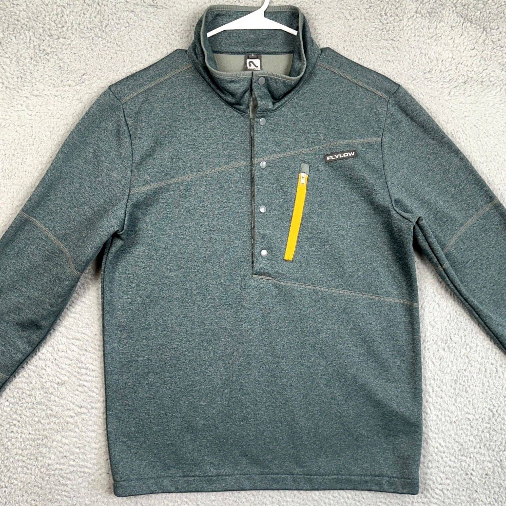 Flylow Flylow Fleece Lined Sweatshirt Mens Small Green Pullover Snap Button EUC Size US S / EU 44-46 / 1 - 3 Thumbnail