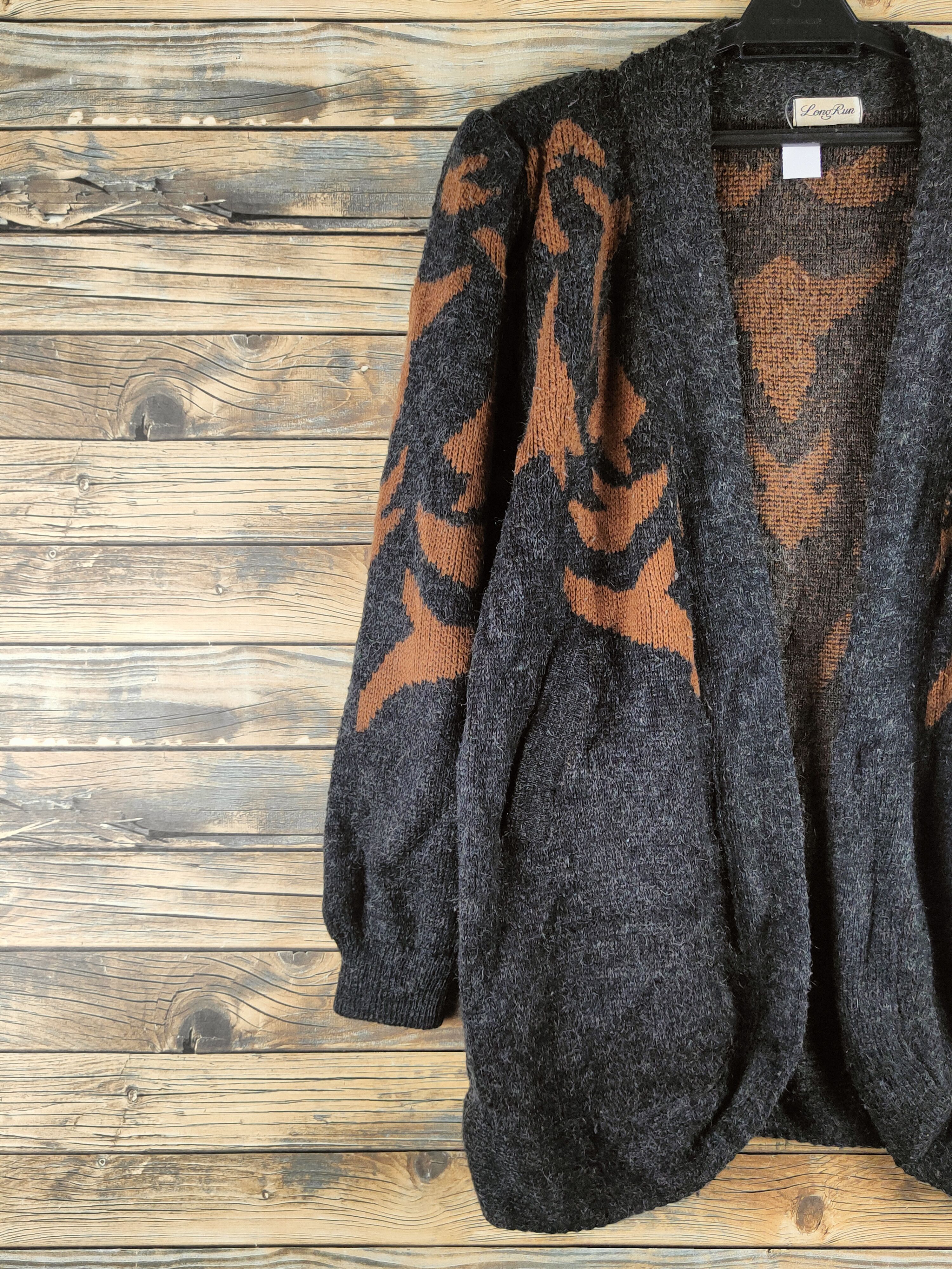 Japanese Brand DL Long Run Black Brown Knitwear Cardigans #46-426 Size L / US 10 / IT 46 - 3 Thumbnail