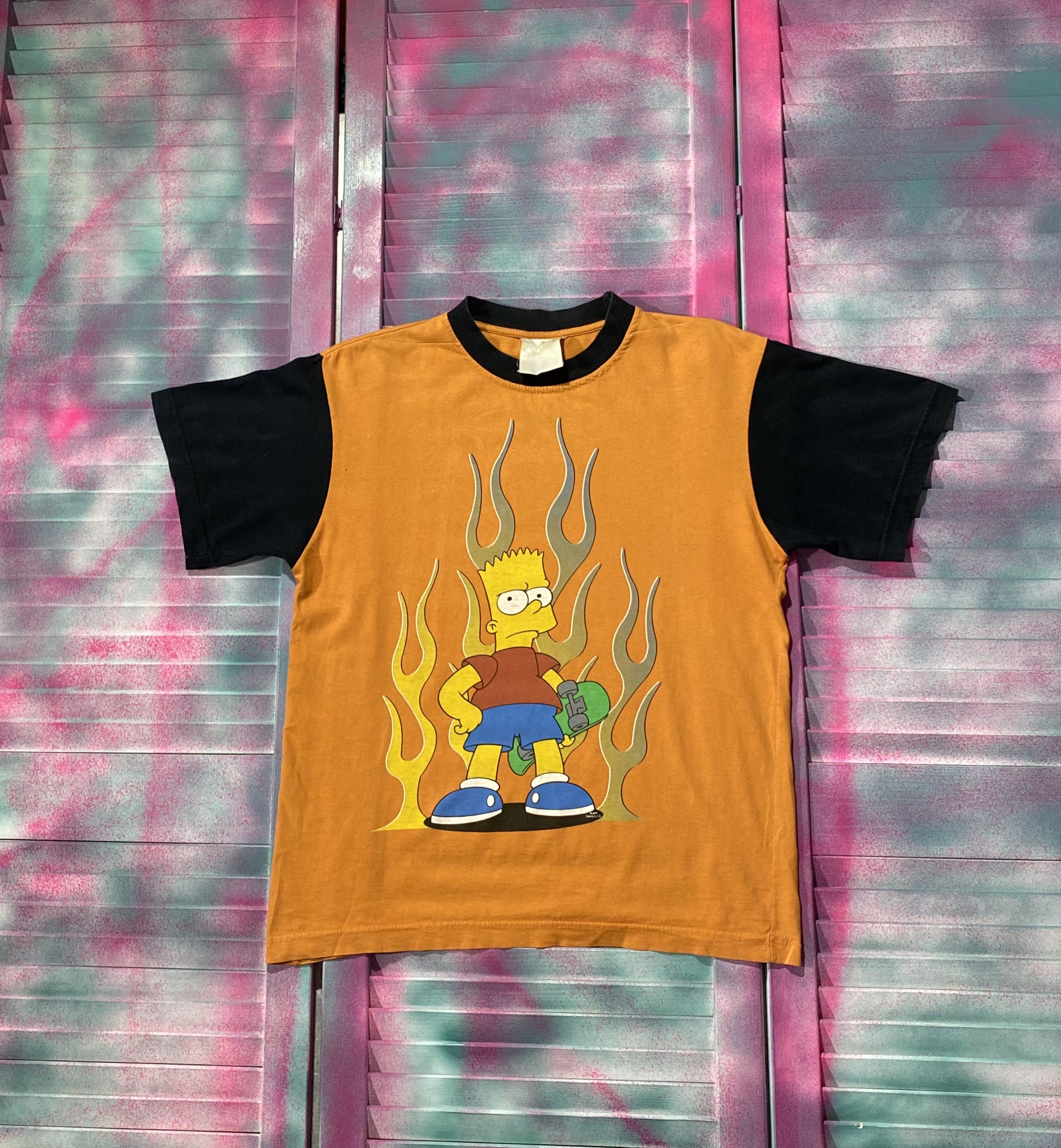 Anime Vintage 90s The Simpsons Bart Flame Logo Tee Size US S / EU 44-46 / 1 - 1 Thumbnail