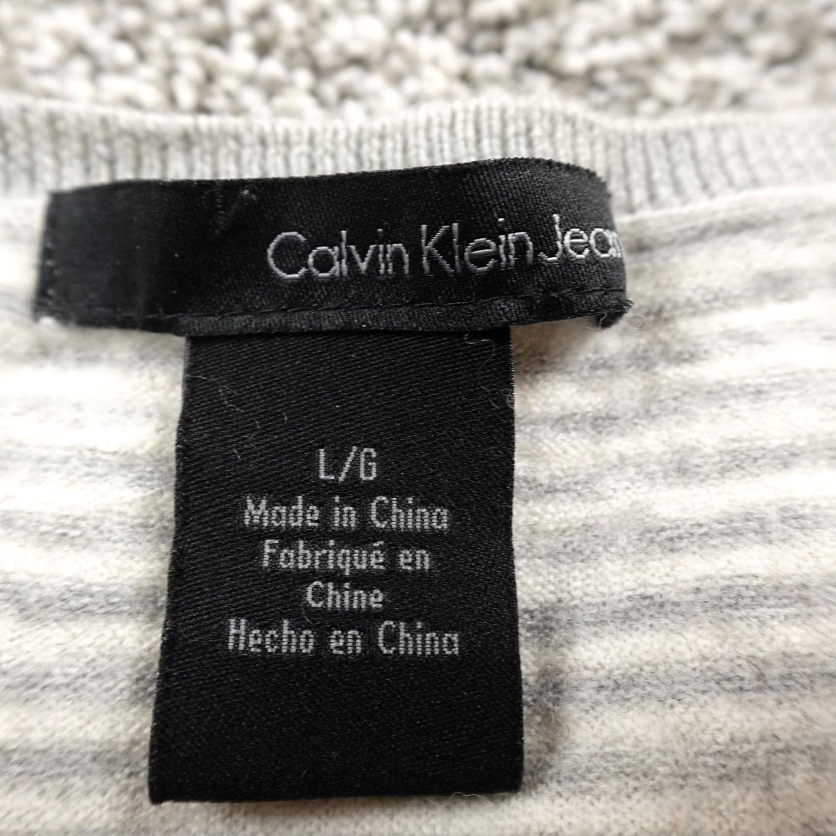 Calvin Klein Calvin Klein Sweater Womens L Gray Stripe Crewneck Knit Top Pullover Wool Blend Shirt Size L / US 10 / IT 46 - 4 Thumbnail