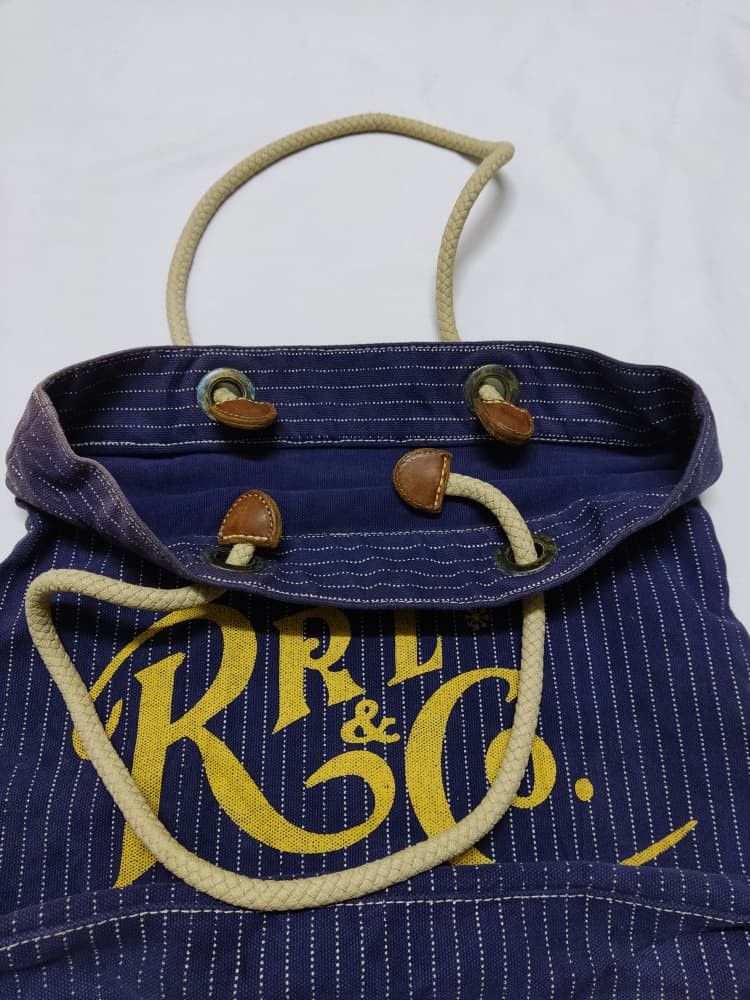 RRL Ralph Lauren Vintage RRL Double RL Wabash Stripe Letter Print Tote Bag Size ONE SIZE - 8 Thumbnail