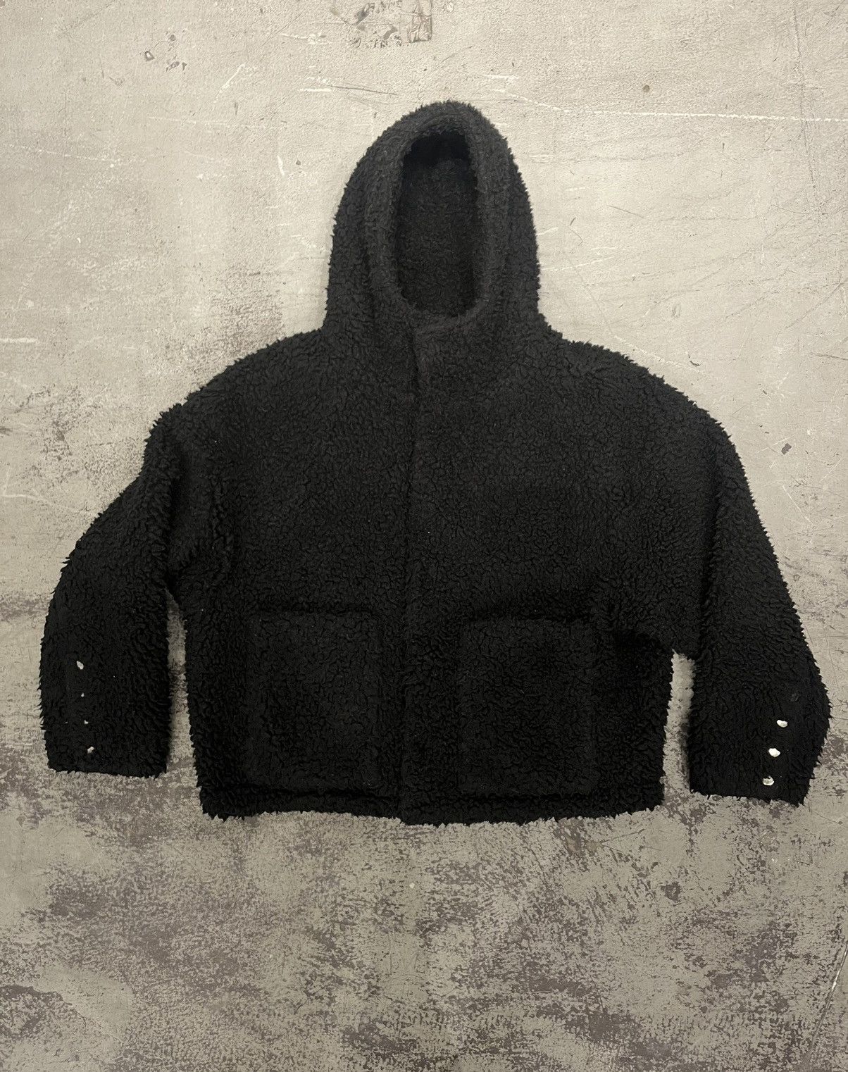 image of 1017 Alyx 9Sm x Alyx Polar Fleece Technical Hooded Utility Jacket in Black, Men's (Size Medium)