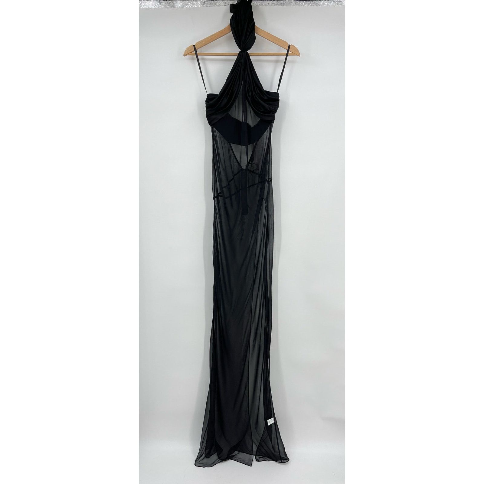 Mirror Palais Mirror Palais | NWT Bow Wrap Dress in Noir Black Silk XS Size XS / US 0-2 / IT 36-38 - 4 Thumbnail