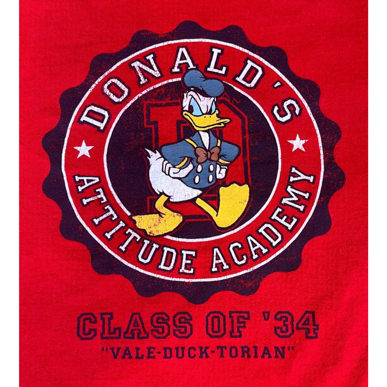 Disney VINTAGE Walt Disney World Donald's Attitude Academy Class of '34 T-Shirt Mens L Red Size US L / EU 52-54 / 3 - 4 Thumbnail