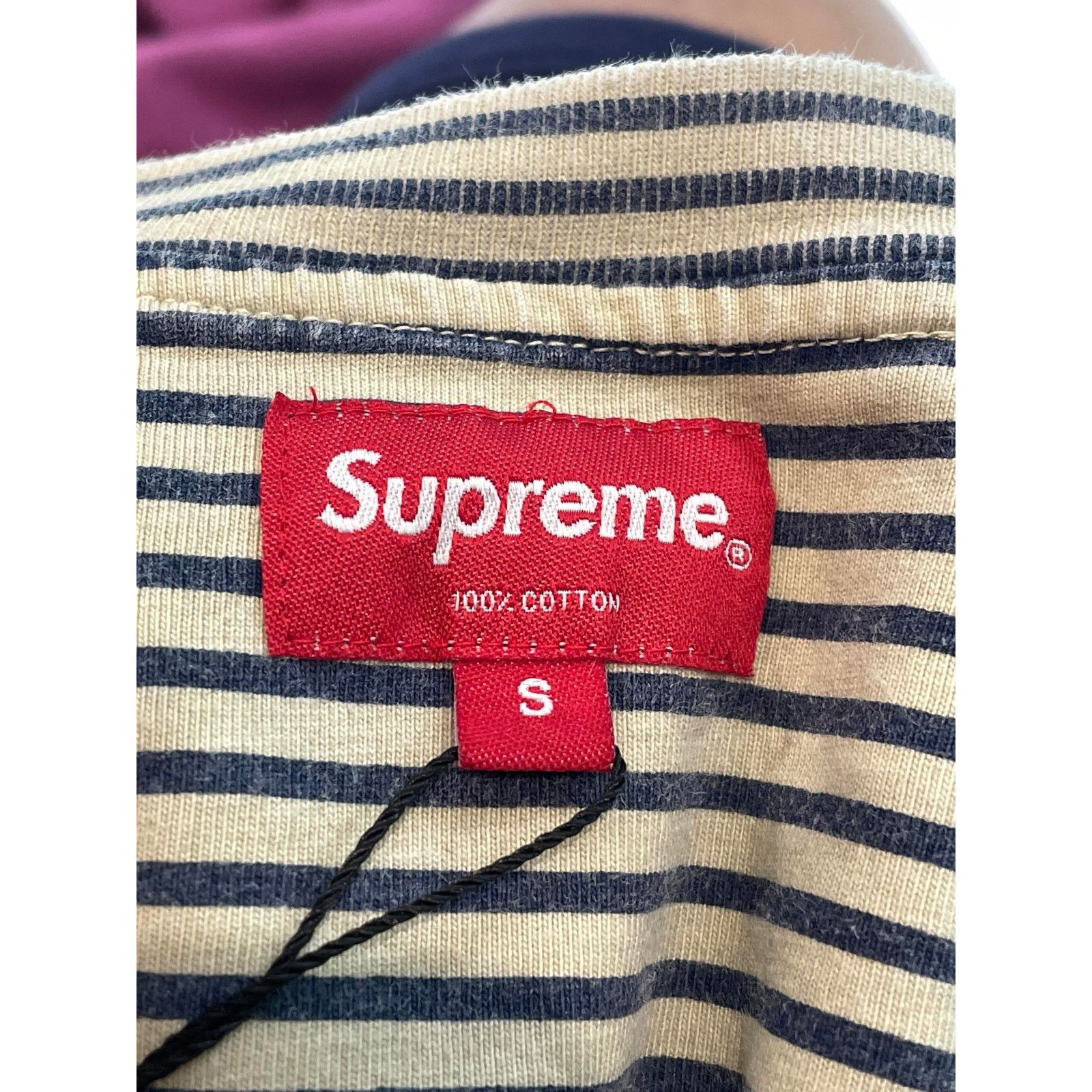 Supreme Supreme Navy & Cream Striped LS Tee Size US S / EU 44-46 / 1 - 6 Thumbnail