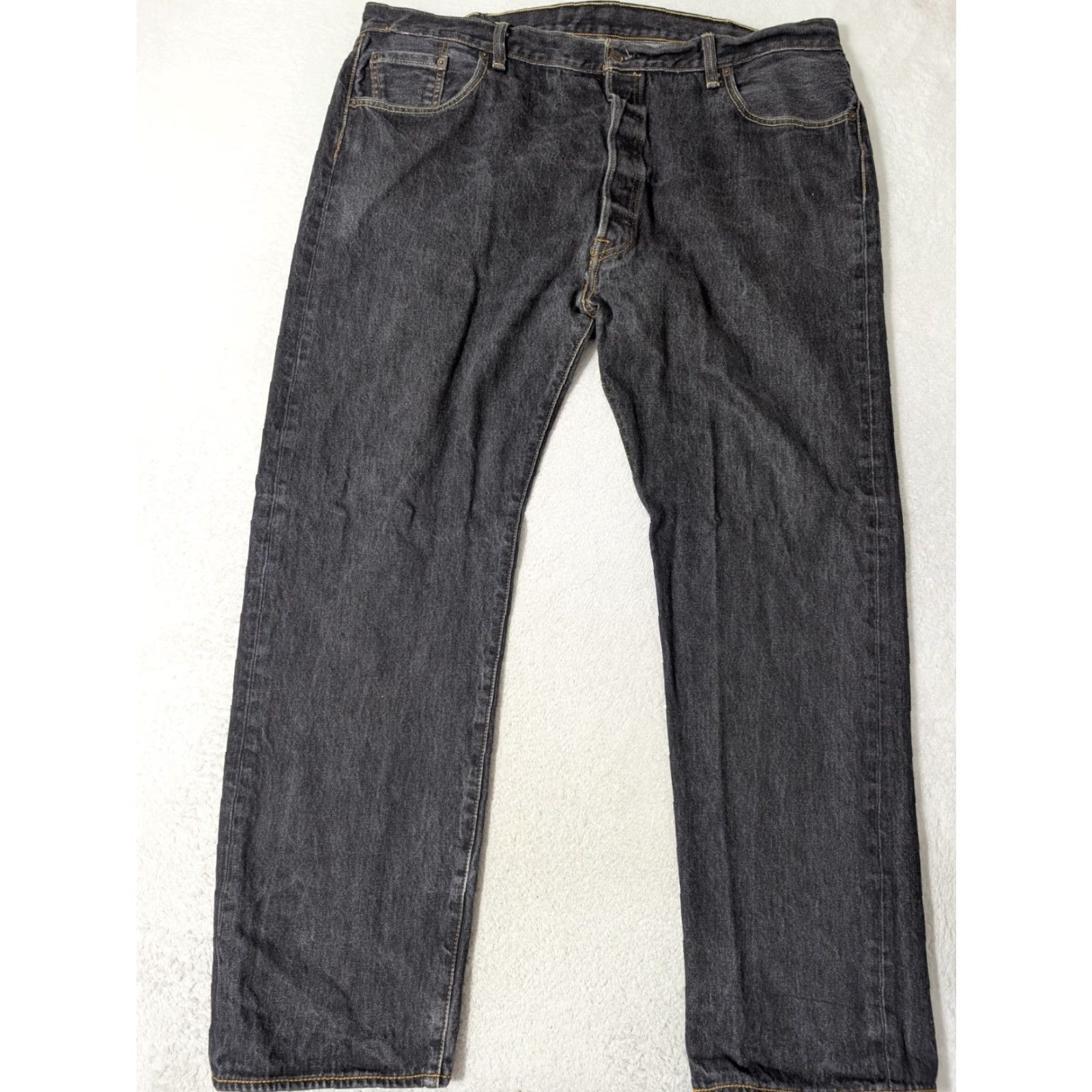 Levi's Levi's 501 Jeans Mens 44x34 Black Denim Button Fly Straight Leg 5-Pocket Classic Jeans Mens Black 90s Style Size US 44 / EU 60 - 4 Thumbnail