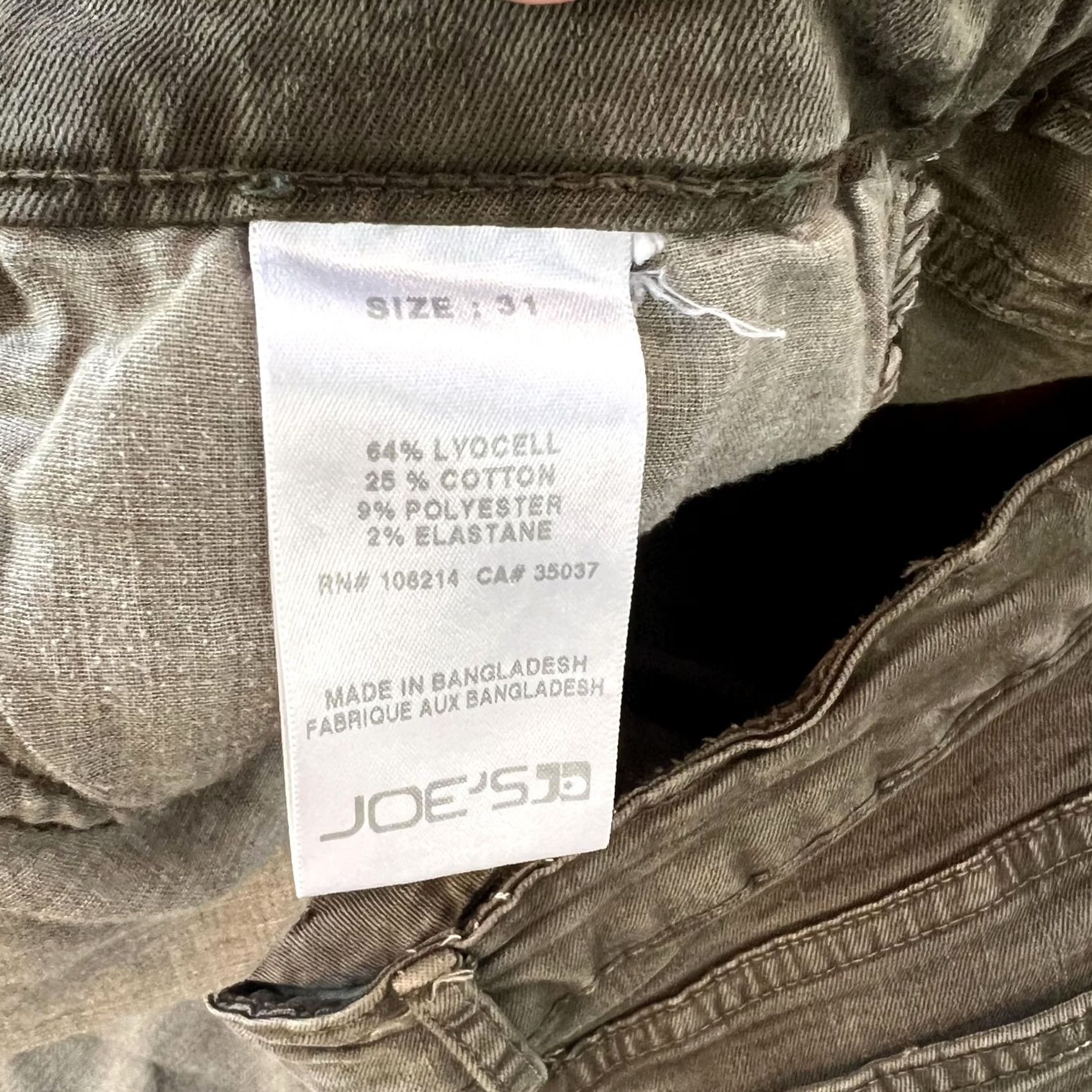 Vintage Joe's Jeans Womens Jeans Skinny Midrise Olive Green 31 Five Pocket Stretch Denim Pants Size 24" / US 00 / IT 34 - 3 Thumbnail
