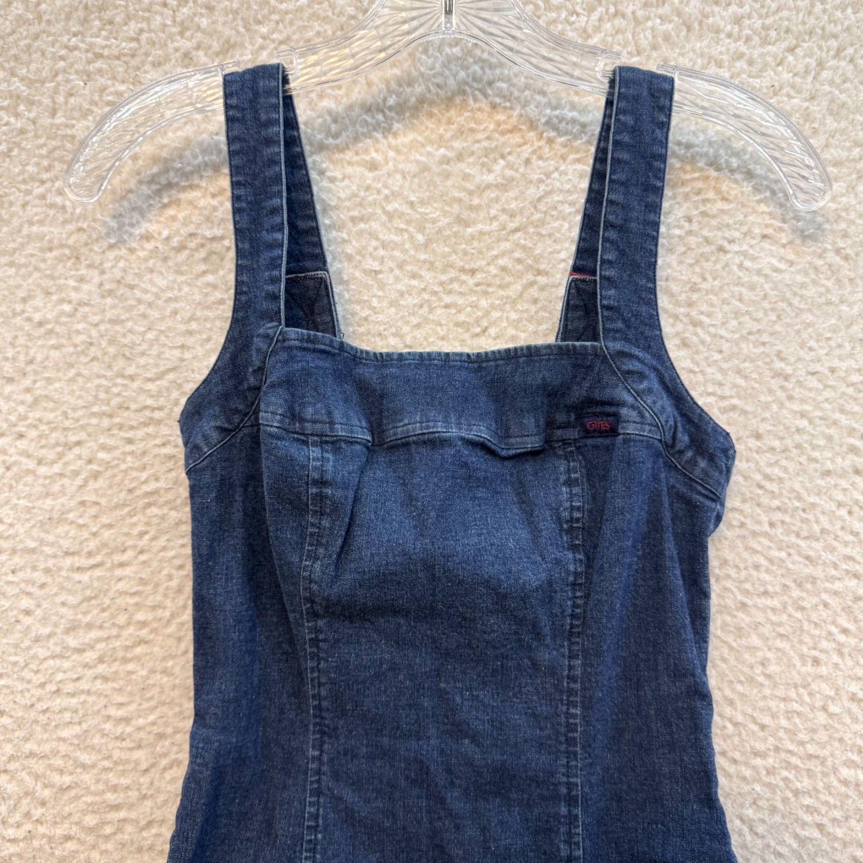 Guess VINTAGE Guess Denim Mini Dress XS Small Blue Jeans Bodycon Western Boho 90s Y2K Girls Womens Size 26" / US 2 / IT 38 - 2 Thumbnail