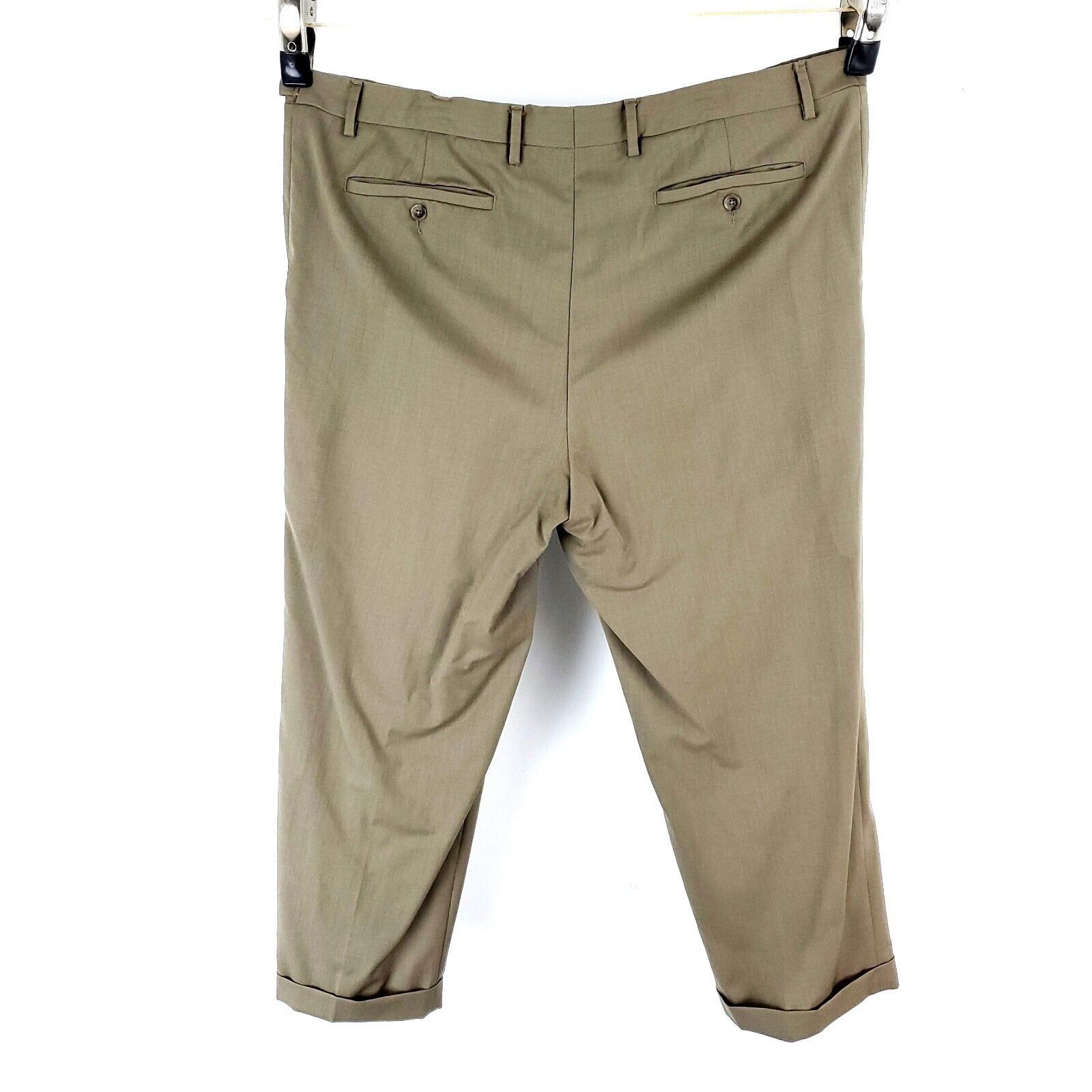 Lands' End Land's End Wool Dress Pants 45/29 Beige Pleated Traditional Size 44R - 2 Thumbnail