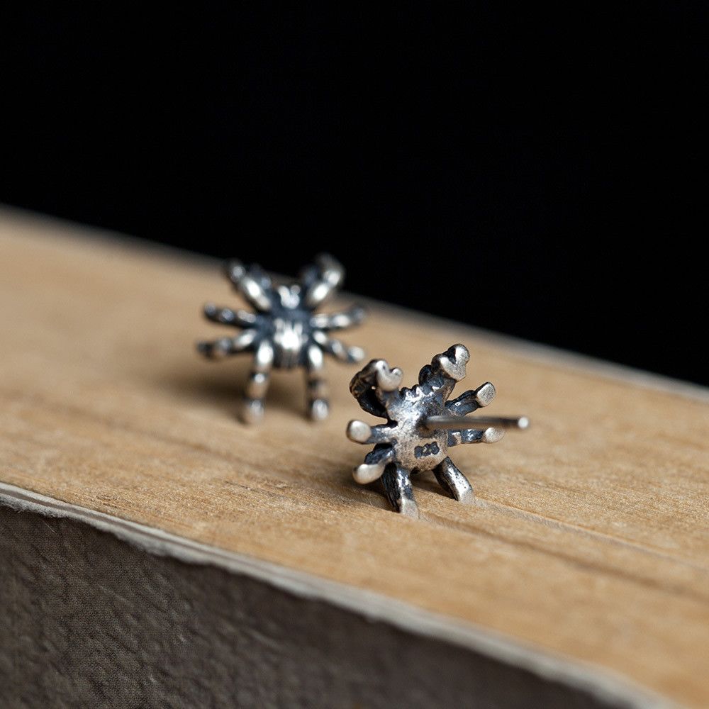 Jewelry 925 Silver Spider Modern Earrings One Pairs Chrome Jewelry Size ONE SIZE - 2 Thumbnail