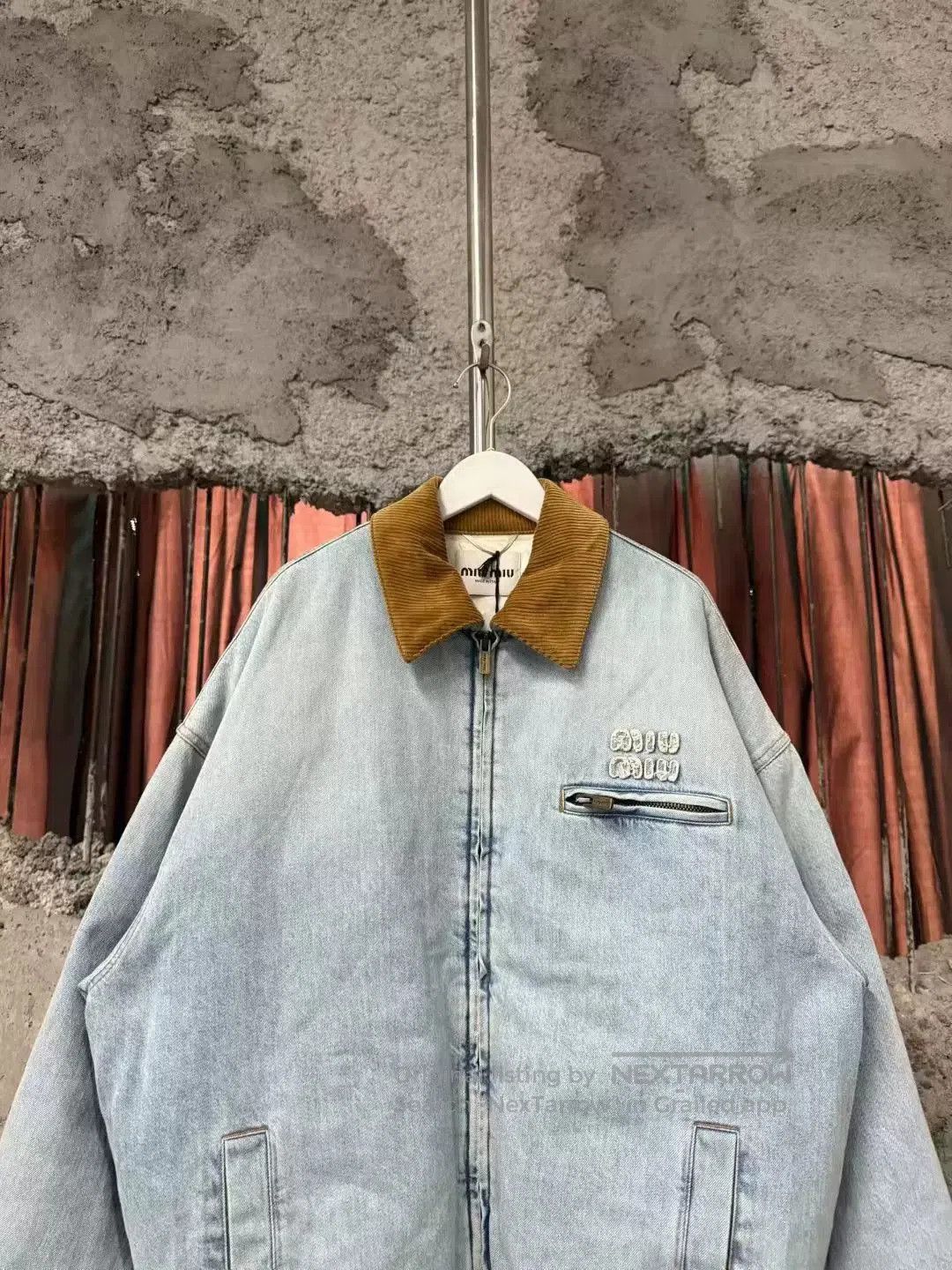 Miu Miu miumiu denim jacket with brown collar. Size M / US 6-8 / IT 42-44 - 2 Thumbnail
