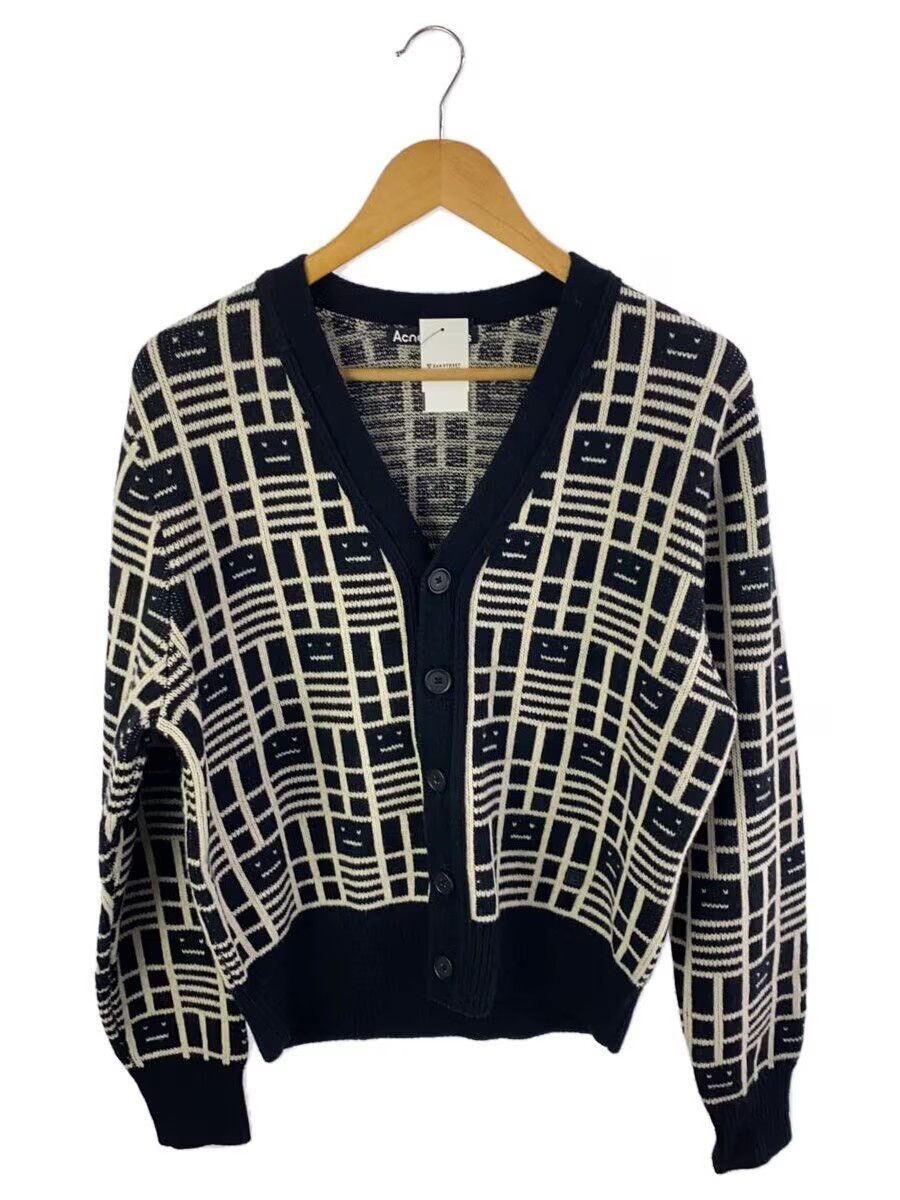 Smiley Pattern Wool Knit Cardigan