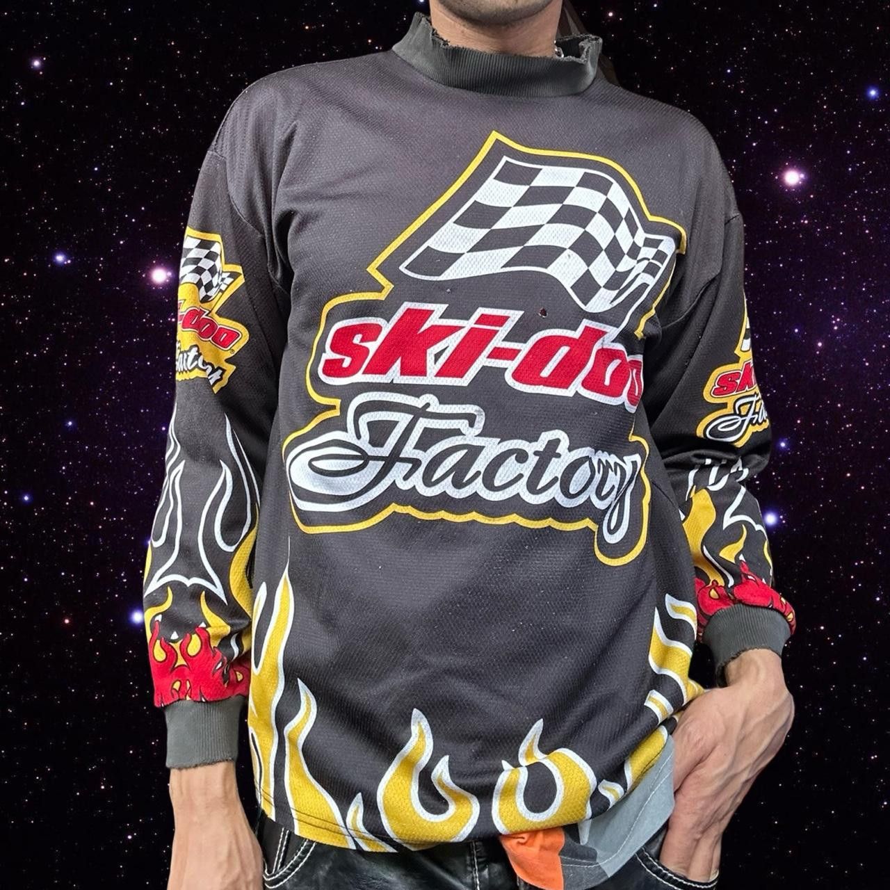 Ski-Doo Vintage Ski Doo Black Flame Motocross Racing Jersey - XXL Size US XXL / EU 58 / 5 - 2 Thumbnail