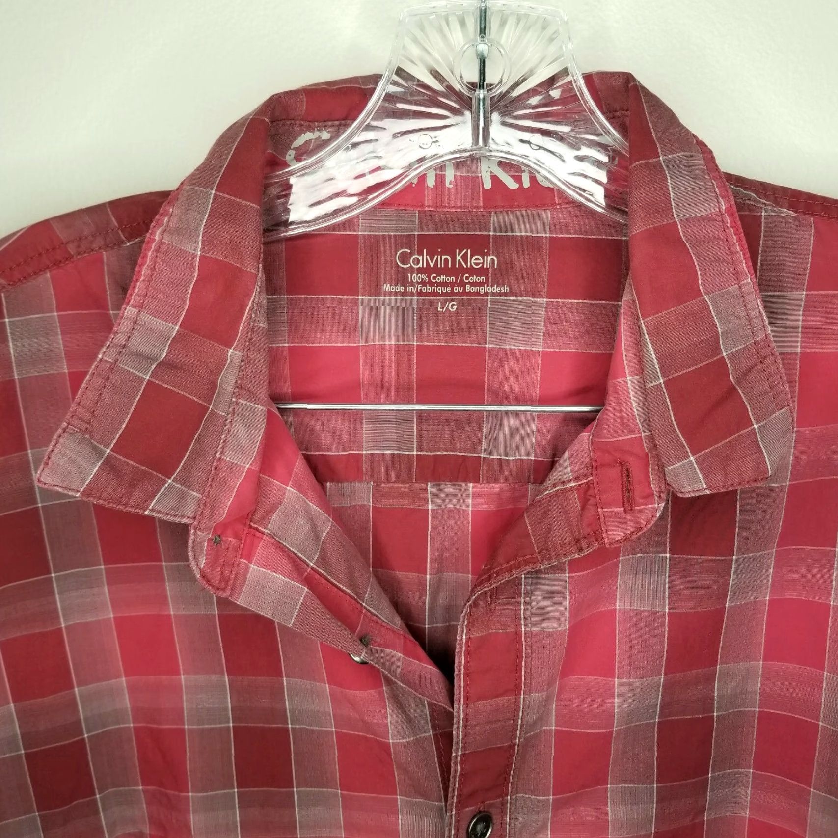 Calvin Klein Calvin Klein Mens Red Long Sleeve Button Up Size L Size US L / EU 52-54 / 3 - 3 Thumbnail