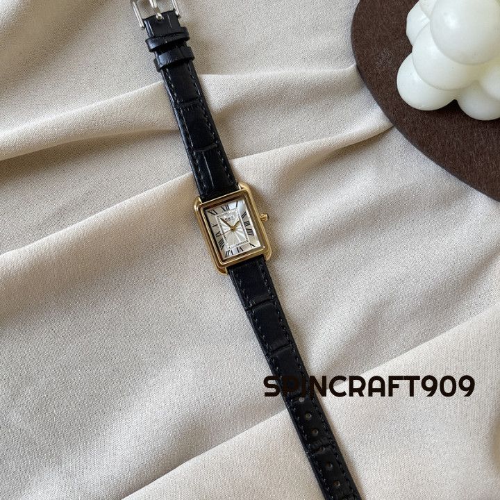 Jewelry Square Retro Vintage Watch with Leather Strap Size ONE SIZE - 1 Thumbnail