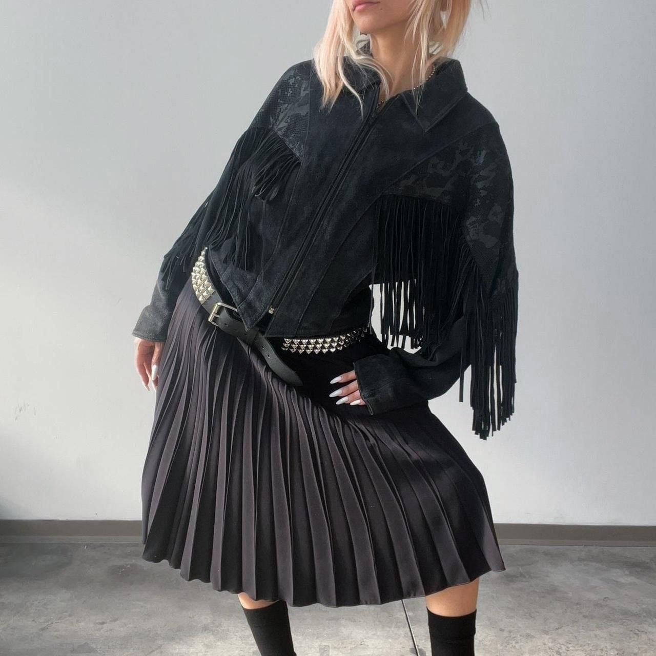 Vintage FRINGE&LEATHER_JACKET Size M / US 6-8 / IT 42-44 - 3 Thumbnail
