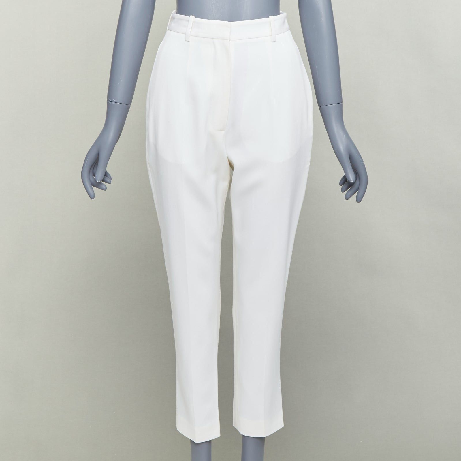 Alexander McQueen ALEXANDER MCQUEEN 2020 cream virgin wool curved side seam pants IT38 XS Size 26" / US 2 / IT 38 - 1 Thumbnail