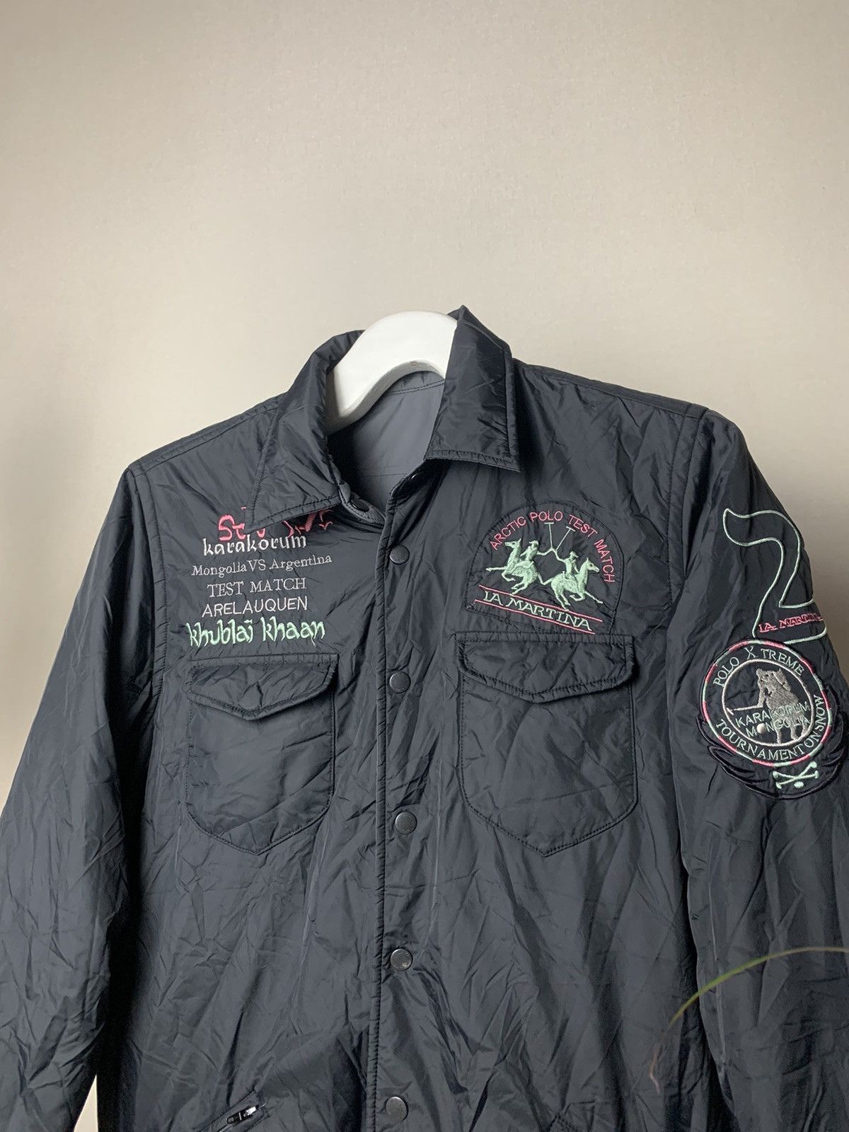 La Martina × Polo Ralph Lauren × Vintage La Martina Vintage Nylon Reversible Quilted Overshirt Jacket Size US M / EU 48-50 / 2 - 4 Thumbnail
