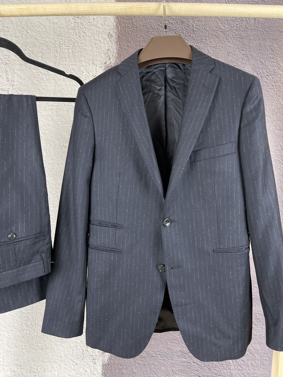 Tagliatore Tagliatore Reda navy blue striped wool super 100s 2 pcs suit Size 36R - 7 Thumbnail