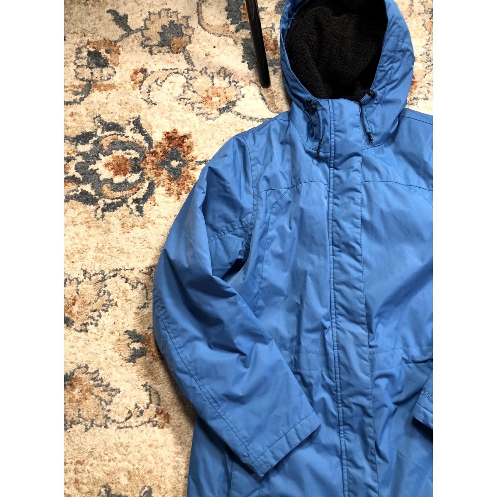 Vintage LL Bean Coat Womens Medium Blue Hooded Fleece Lined Quilted Insulated Parka Size M / US 6-8 / IT 42-44 - 3 Thumbnail