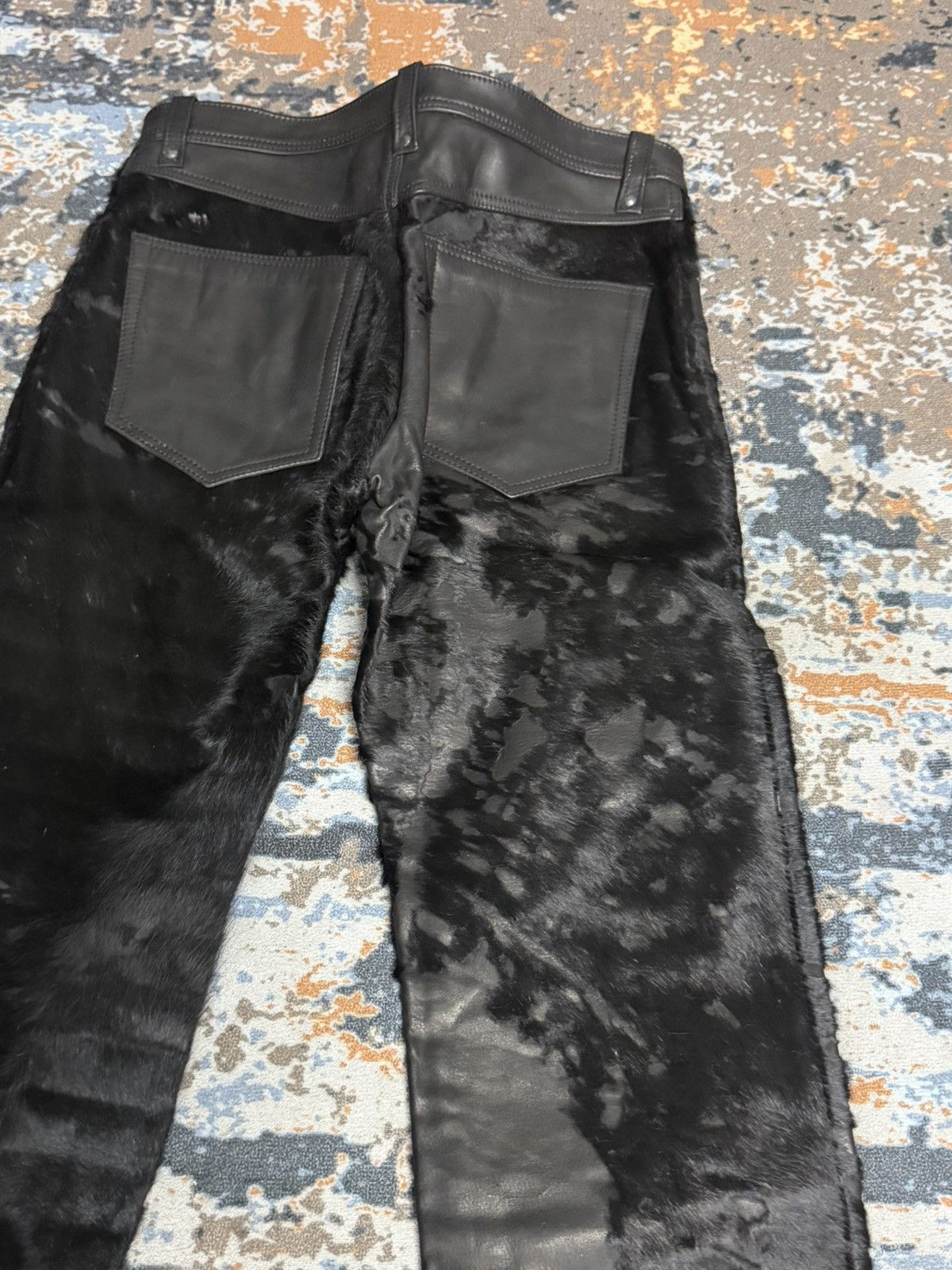 Japanese Brand Black Uneven Furry / Hair-On Hide Leather Pants Size US 32 / EU 48 - 9 Thumbnail