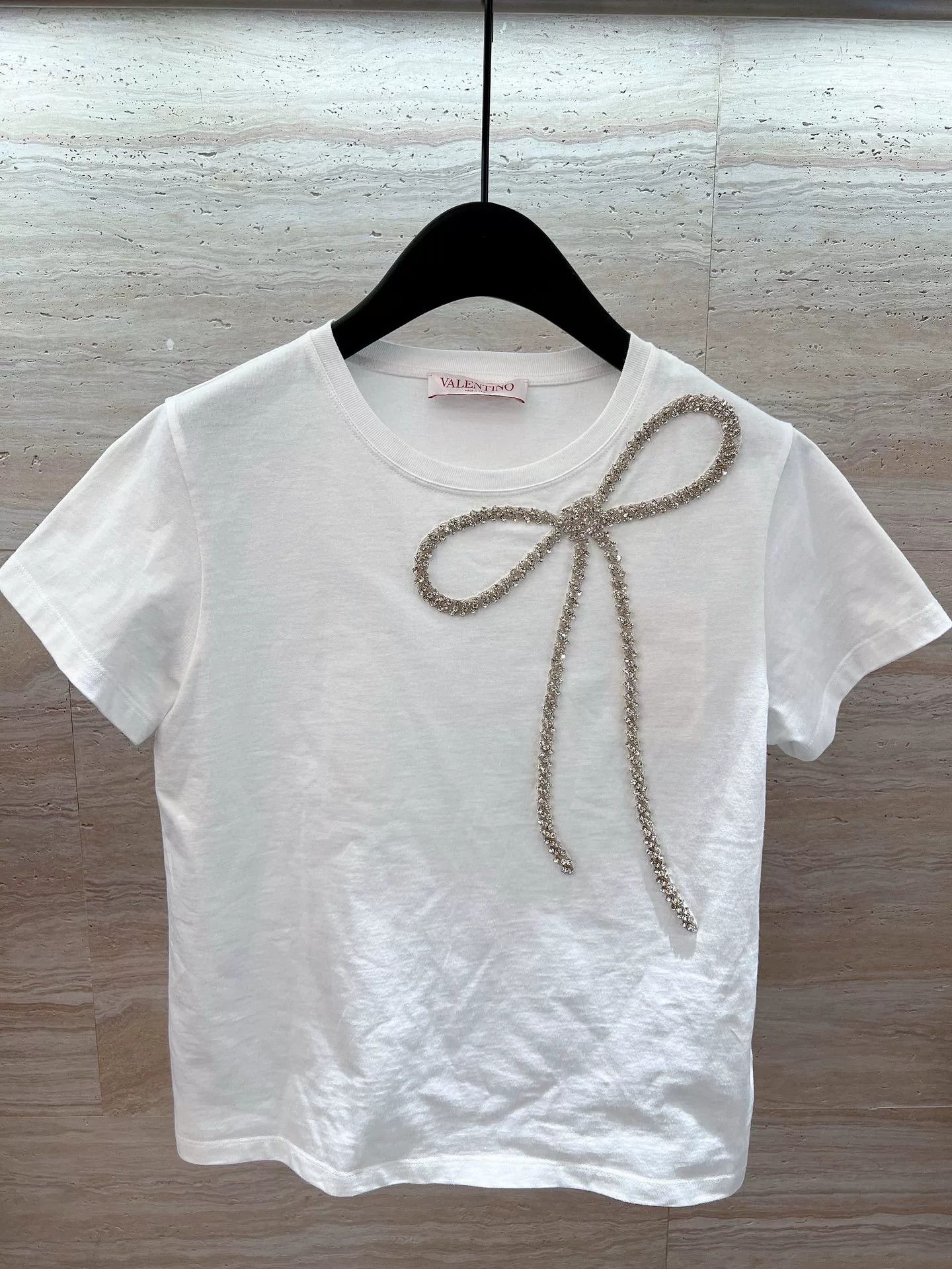 Valentino Valentino Crystal Bow Short Sleeve Top Size US S / EU 44-46 / 1 - 1 Thumbnail