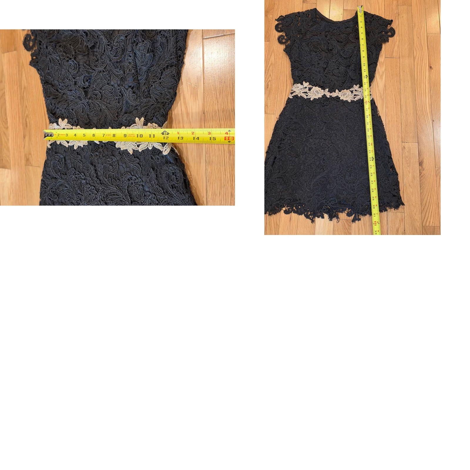 Vintage Heaven Mini Dress Women's XS Black Cutout Back Floral Lace Sleeveless Round Neck Party Cocktail Size XS / US 0-2 / IT 36-38 - 8 Thumbnail