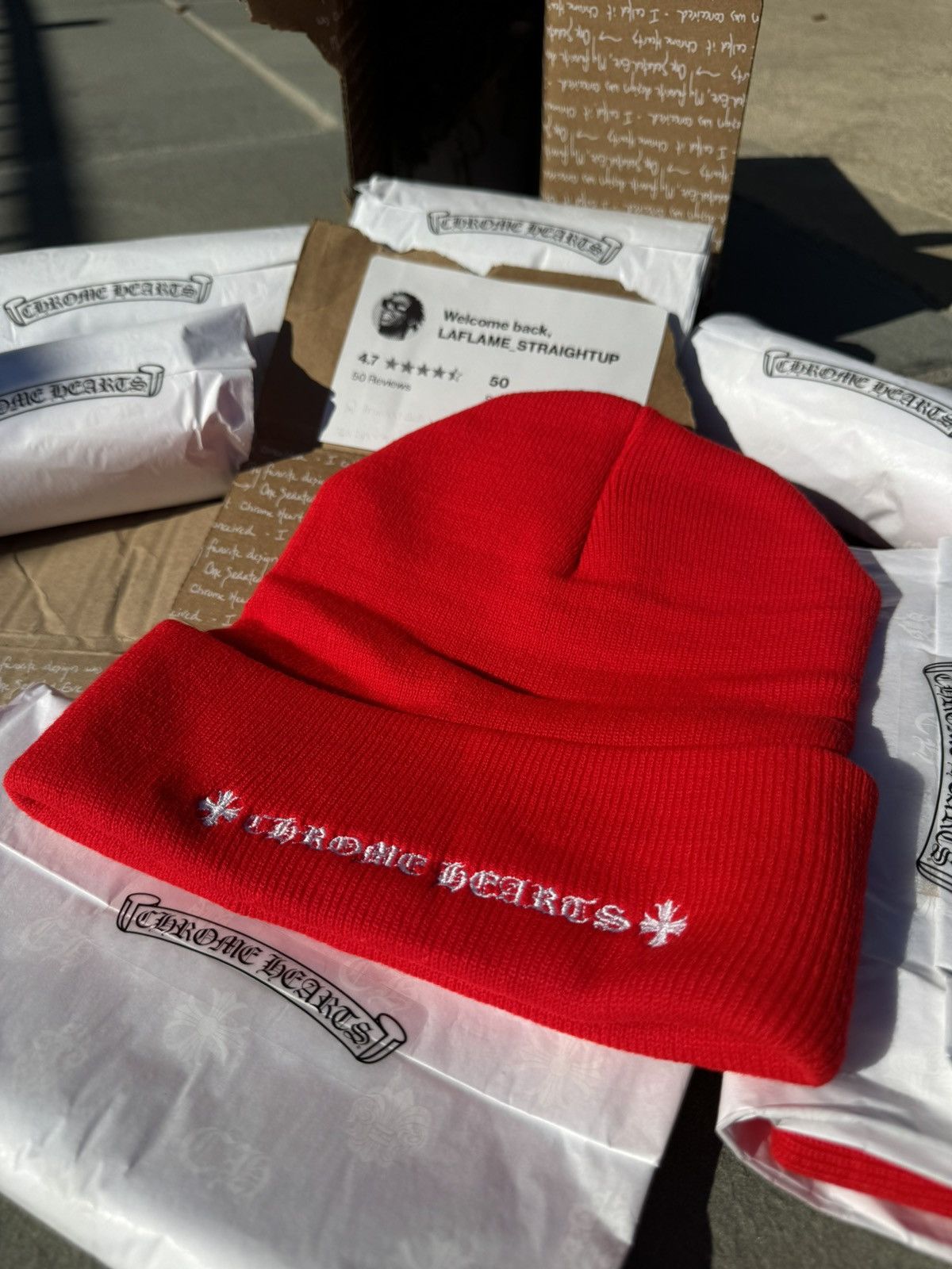 Chrome Hearts Chrome Hearts Red CH Beanie 🔴 Red BN 🔴 Size ONE SIZE - 12 Thumbnail