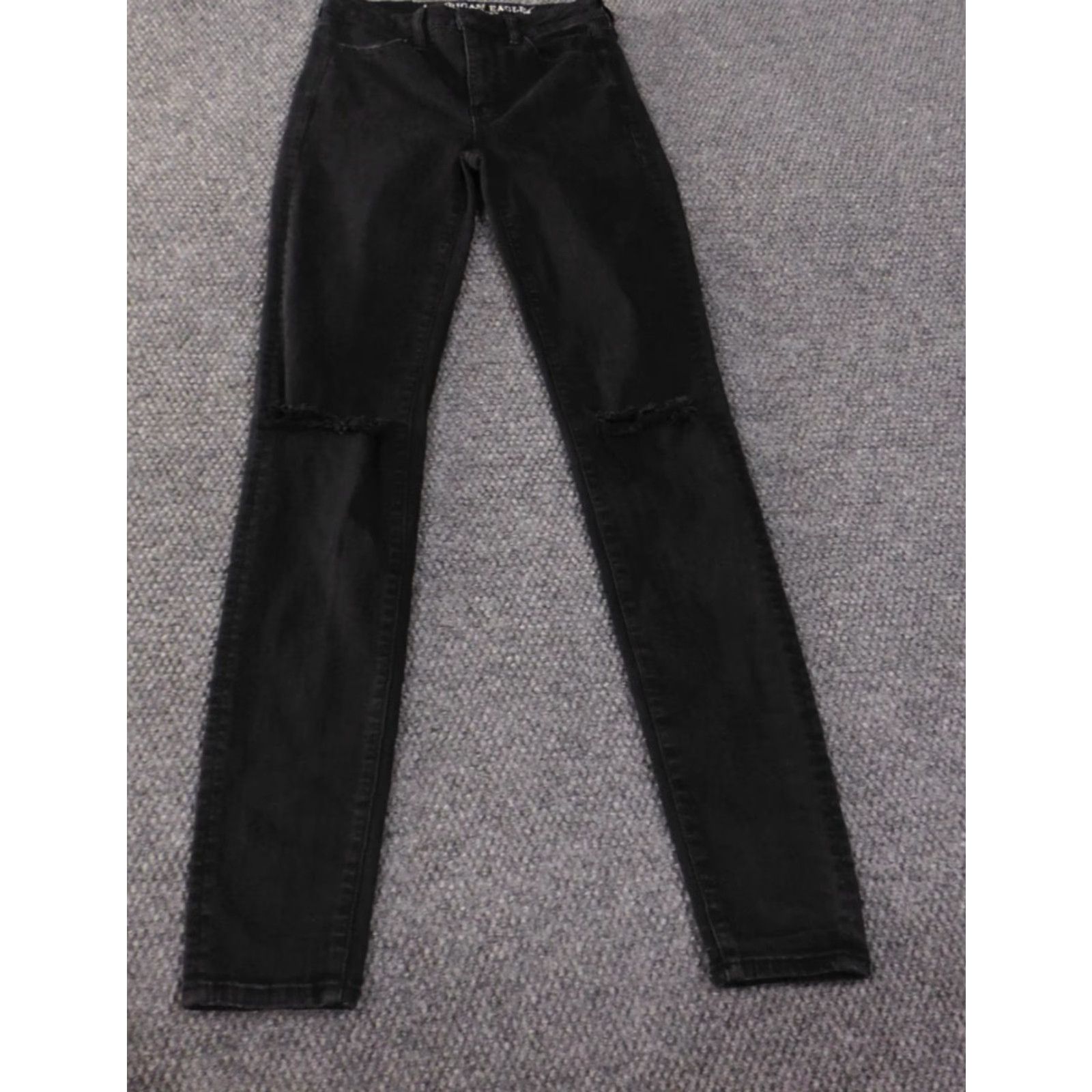 American Eagle Outfitters American Eagle Outfitters Jeans Womens 4 Black High Rise Jegging X-Long Denim Retro Vintage: No (but holes on front) Size 26" / US 2 / IT 38 - 2 Thumbnail
