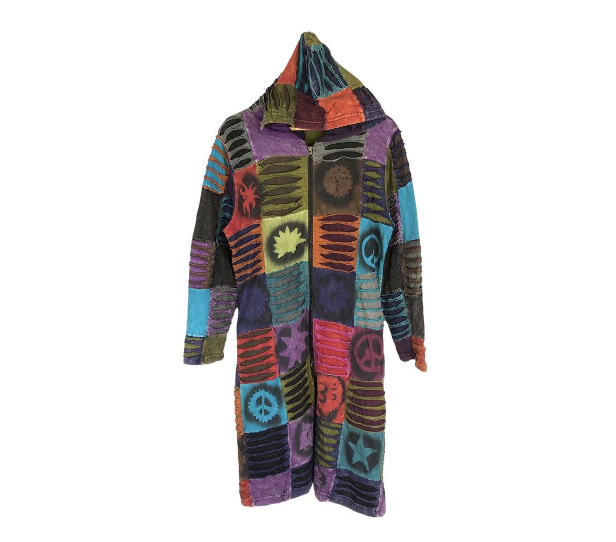 Patchwork Hippie Boro Design Kapital Zipper Long Hoodie