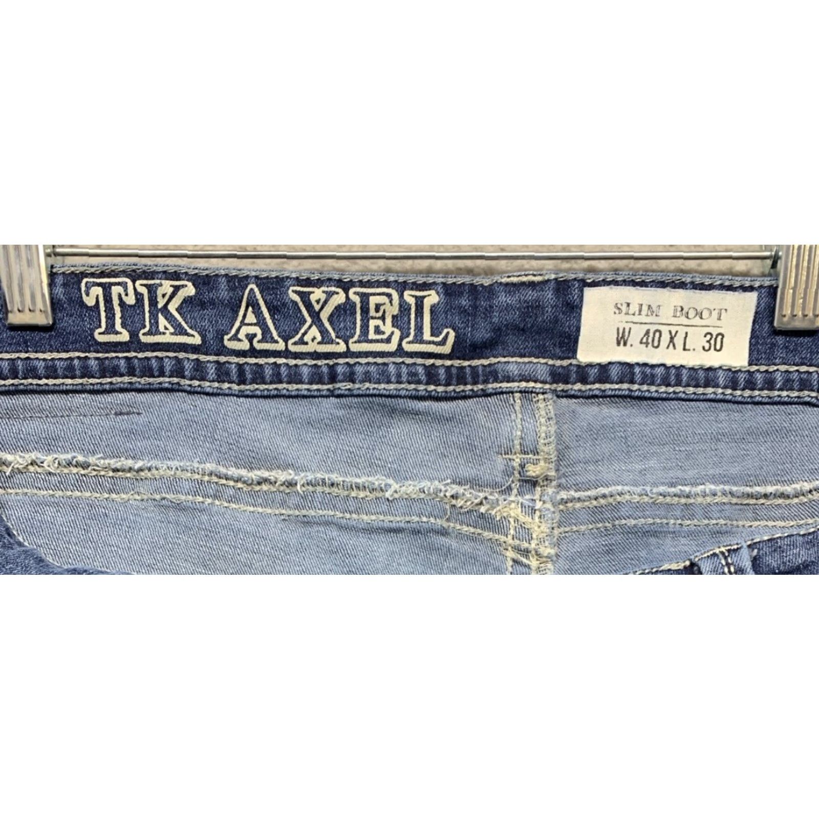 Vintage AXEL Jeans Slim Bootcut Denim Blue 40x30 Regular Slim Stretch ZIP Mid Rise Men Size US 40 / EU 56 - 7 Thumbnail