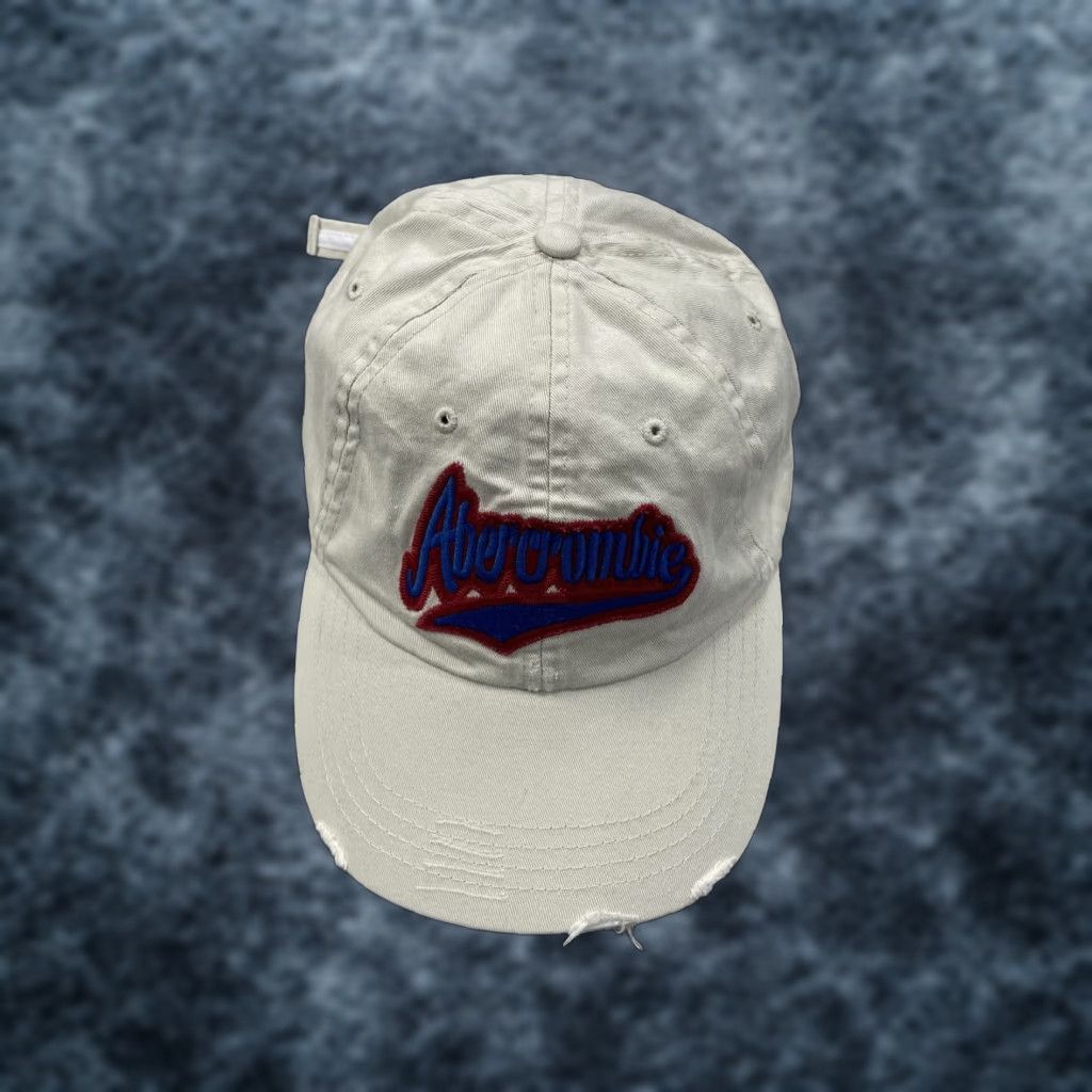 Abercrombie & Fitch VINTAGE Abercrombie & Fitch Hat Adult Beige Script Distressed Dad Cap 90s Y2K Size ONE SIZE - 1 Thumbnail