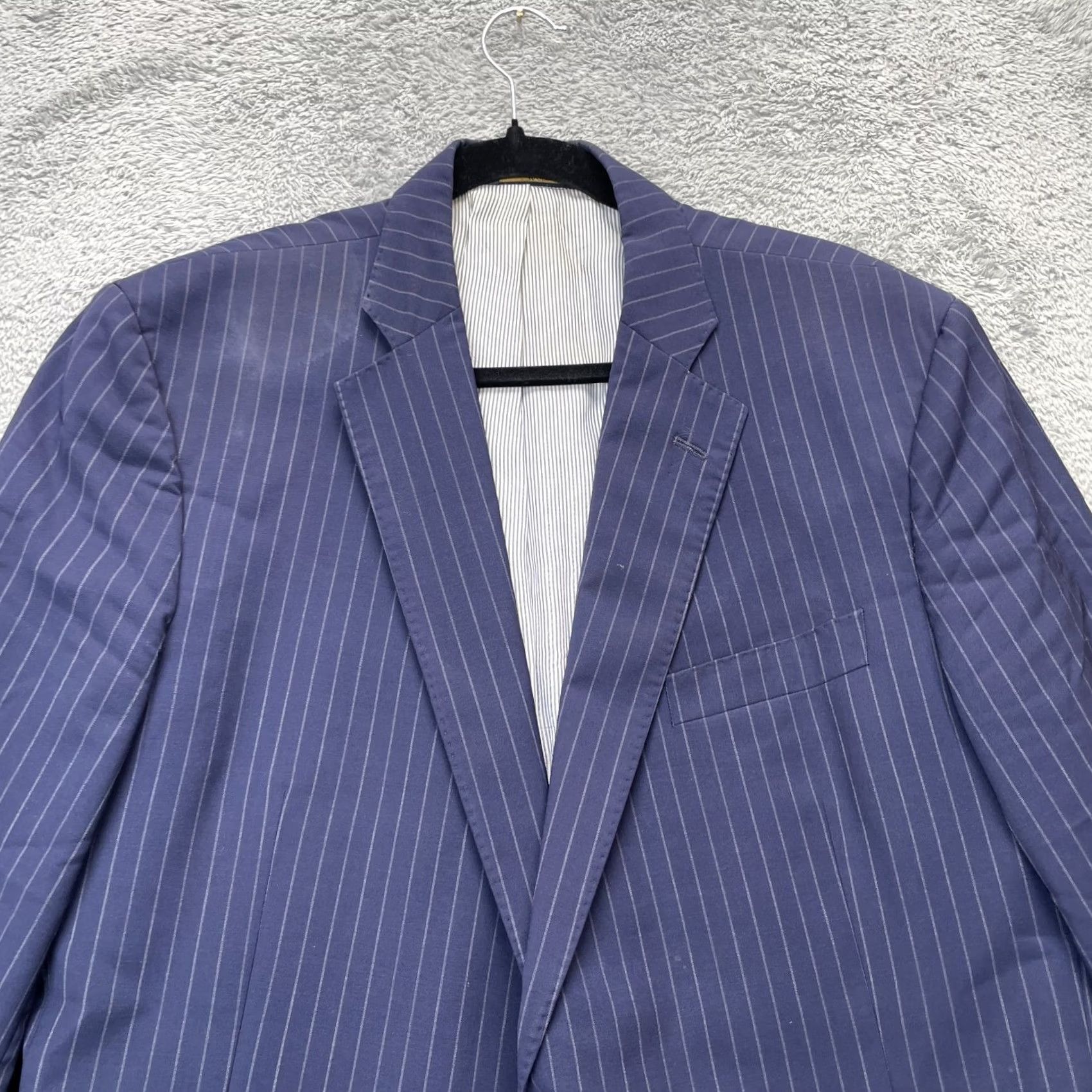 Brooks Brothers Brooks Brothers Mens Blazer Coat Jacket 46R Blue Striped Fitzgerald Explorer 346 Size 46R - 3 Thumbnail