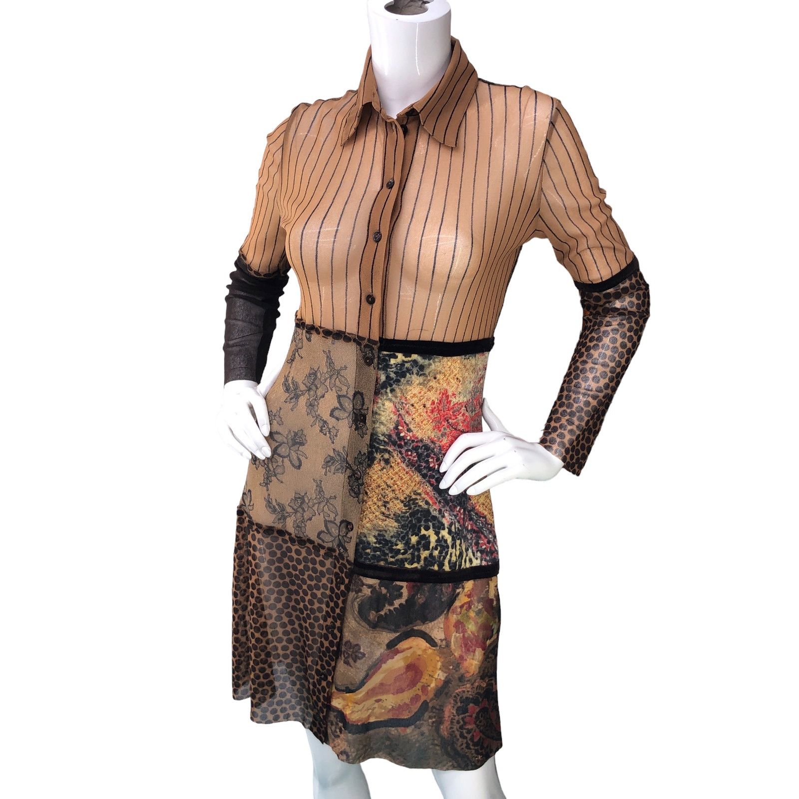 FUZZI Fuzzi JPG Size M Shirt Dress Sheer Multimedia Long Sleeve Size M / US 6-8 / IT 42-44 - 1 Thumbnail